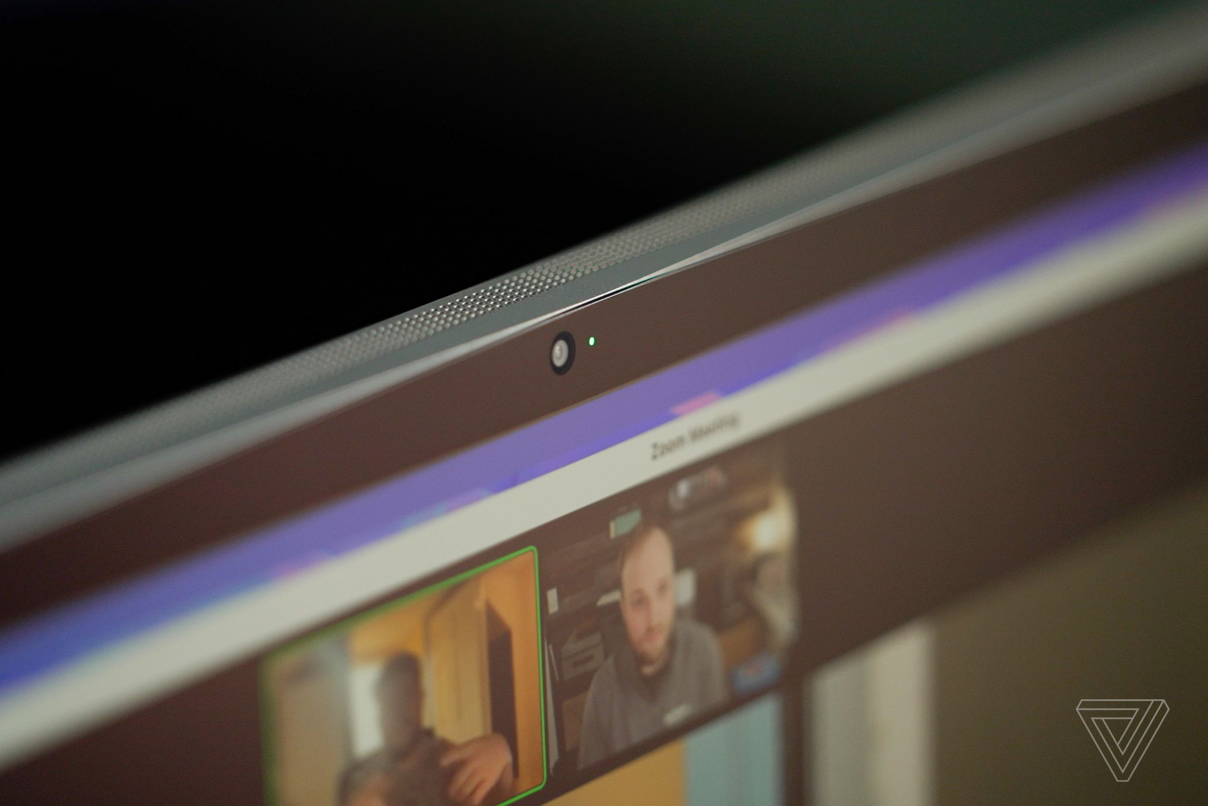 A closeup of the Apple Studio Display webcam