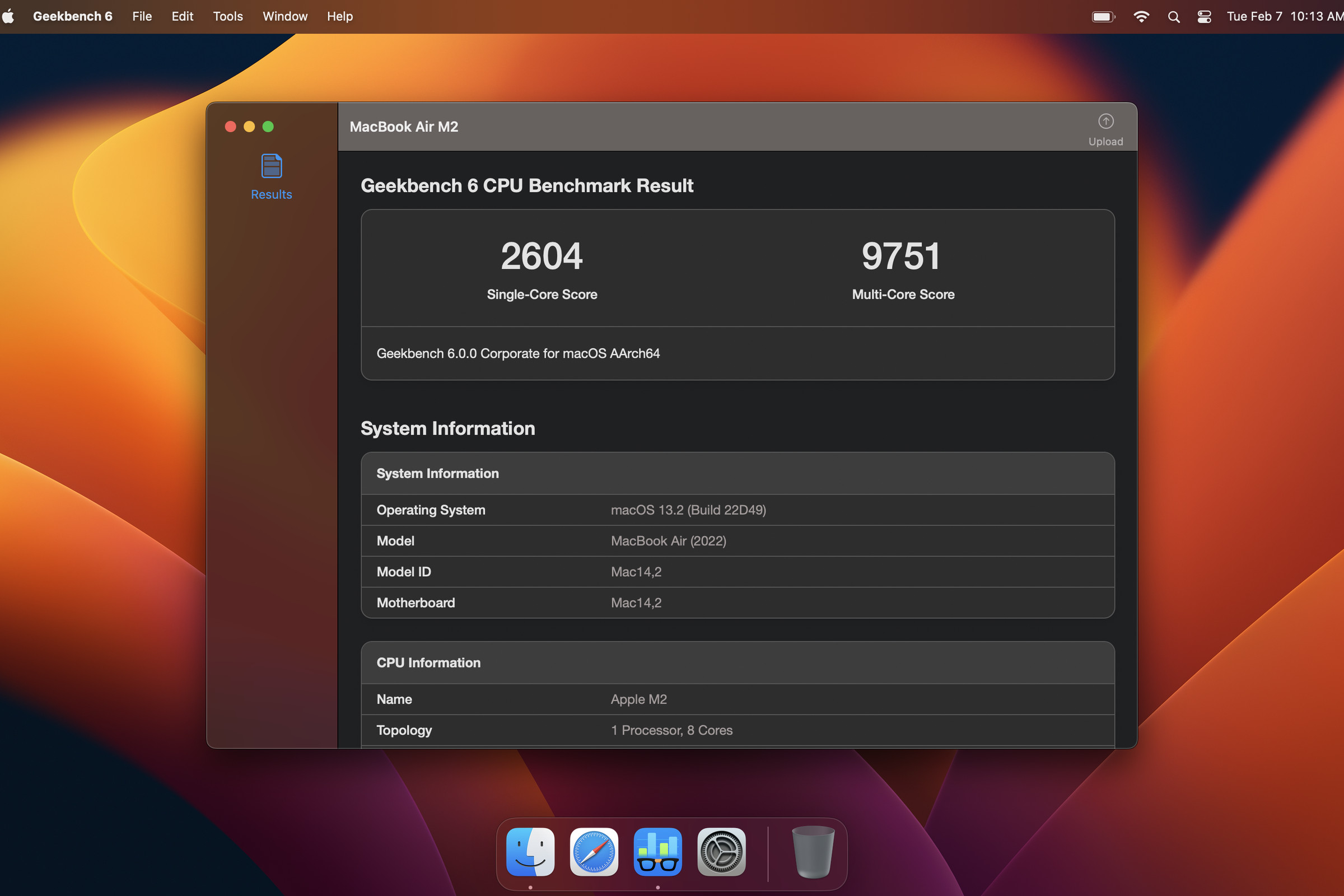 Screenshot of Geekbench 6 running on a Mac.