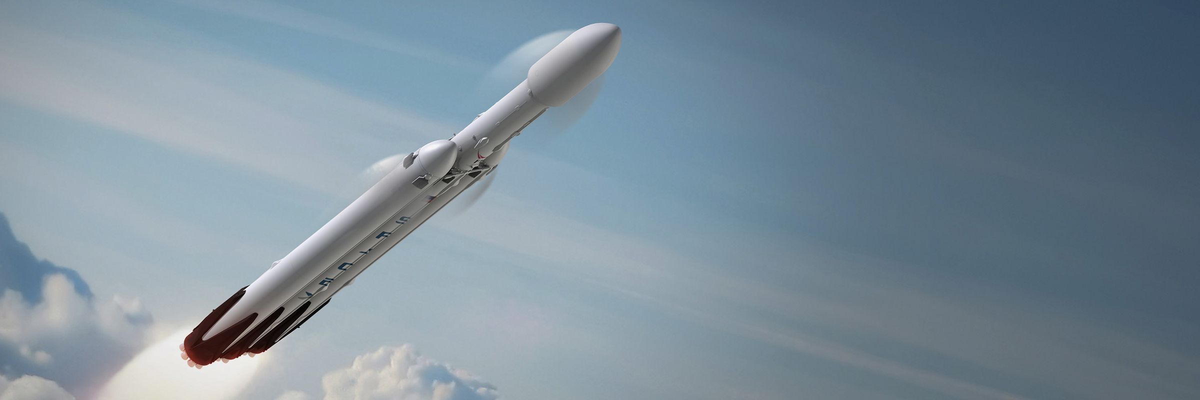 An artistic rendering of SpaceX’s Falcon Heavy rocket