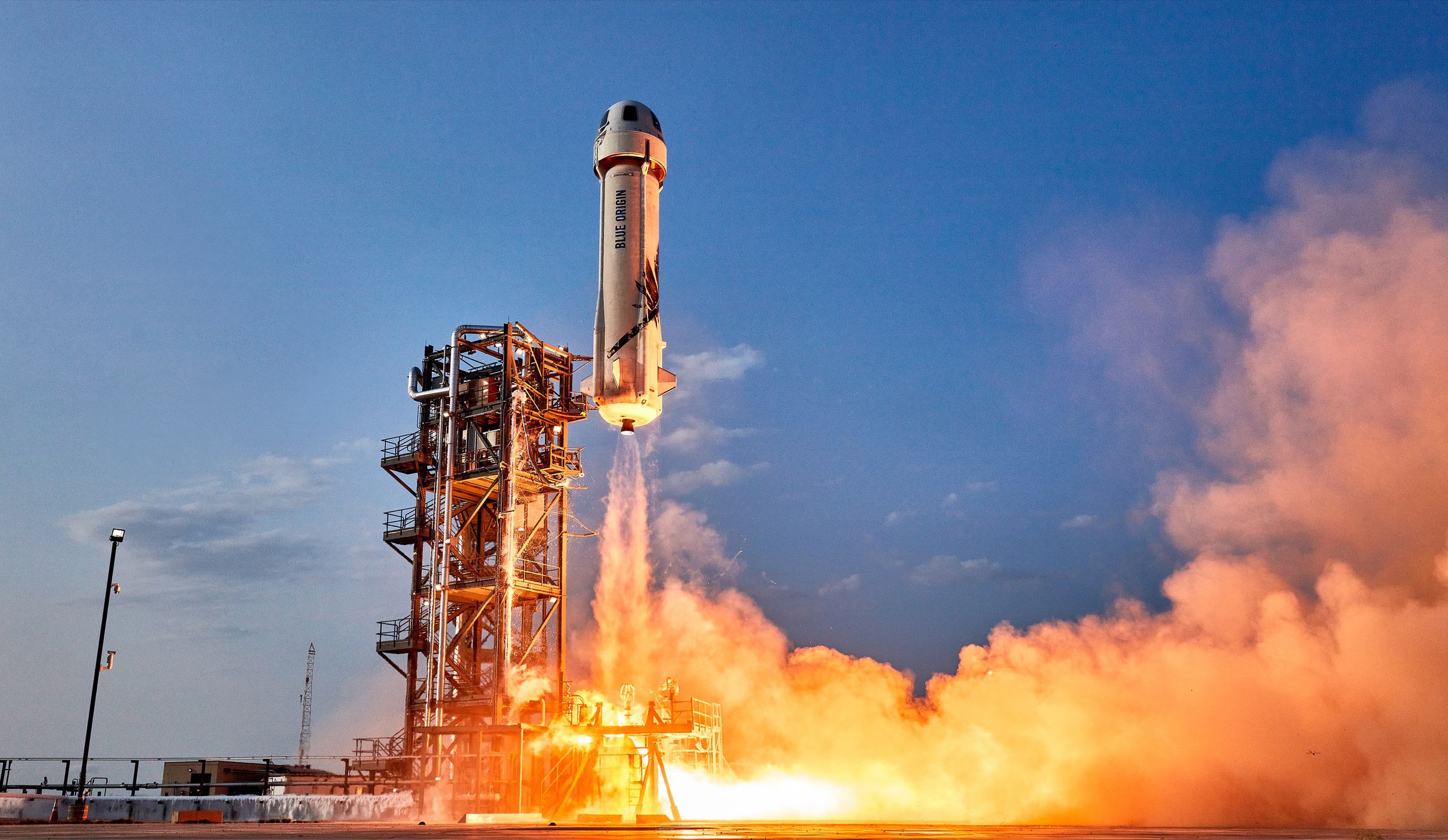 Blue Origin’s New Shepard rocket, carrying Jeff Bezos to space