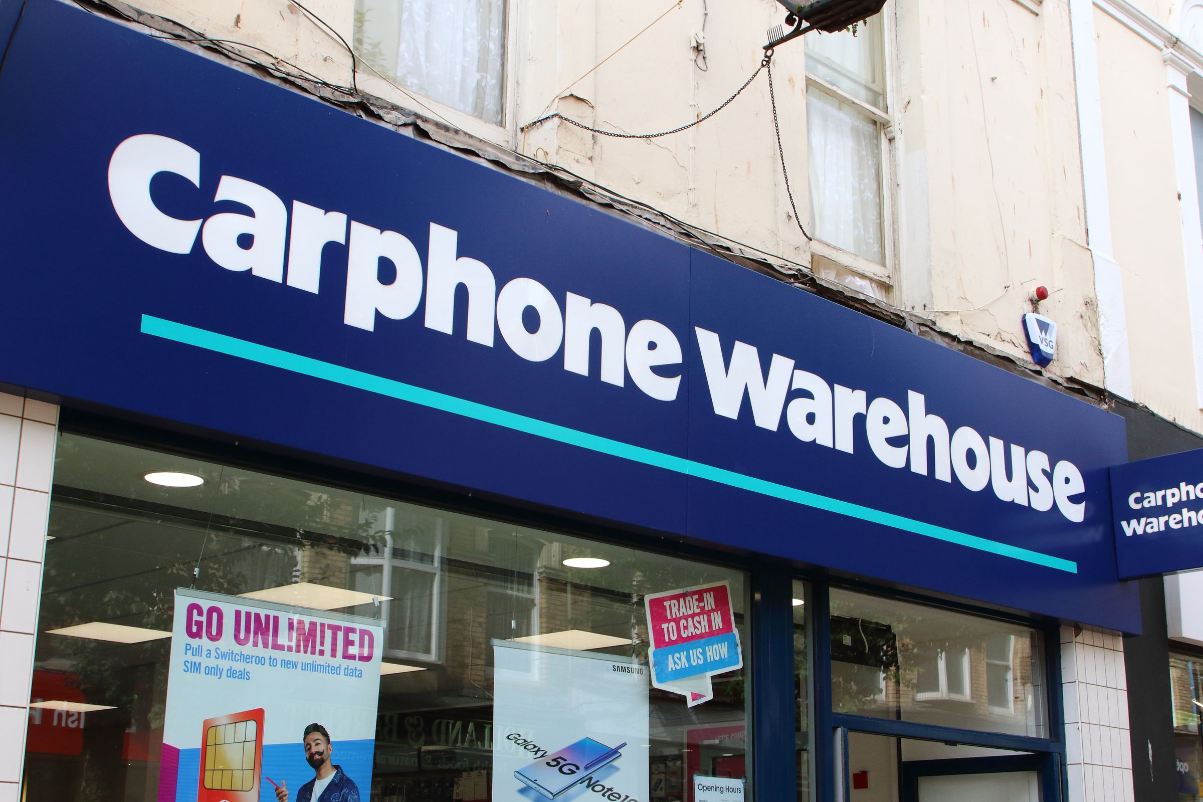 Carphone Warehouse store seen on the high street in Devon...