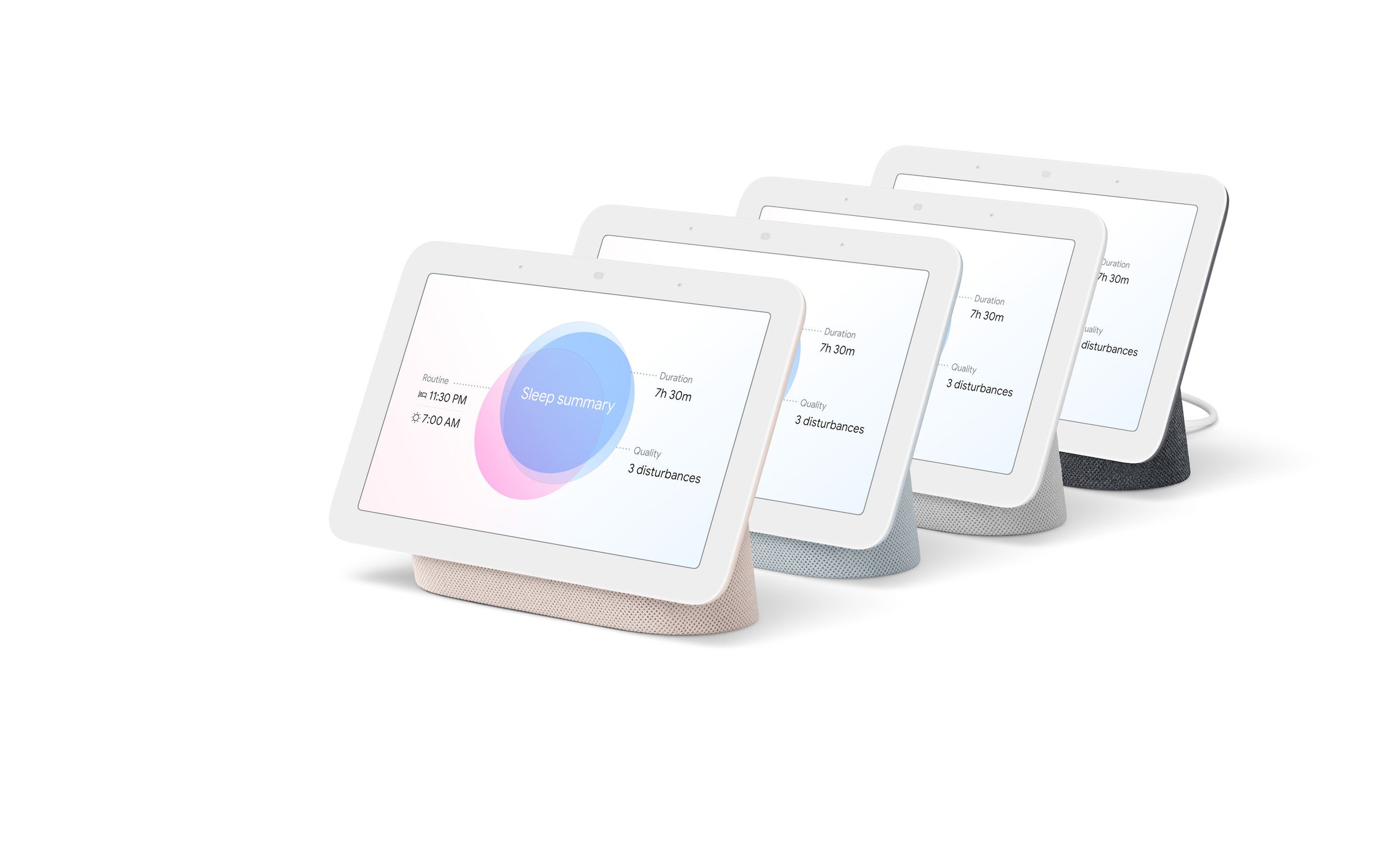 The Nest Hub is now available in four different colors: light pink, light blue, light gray, and dark gray.