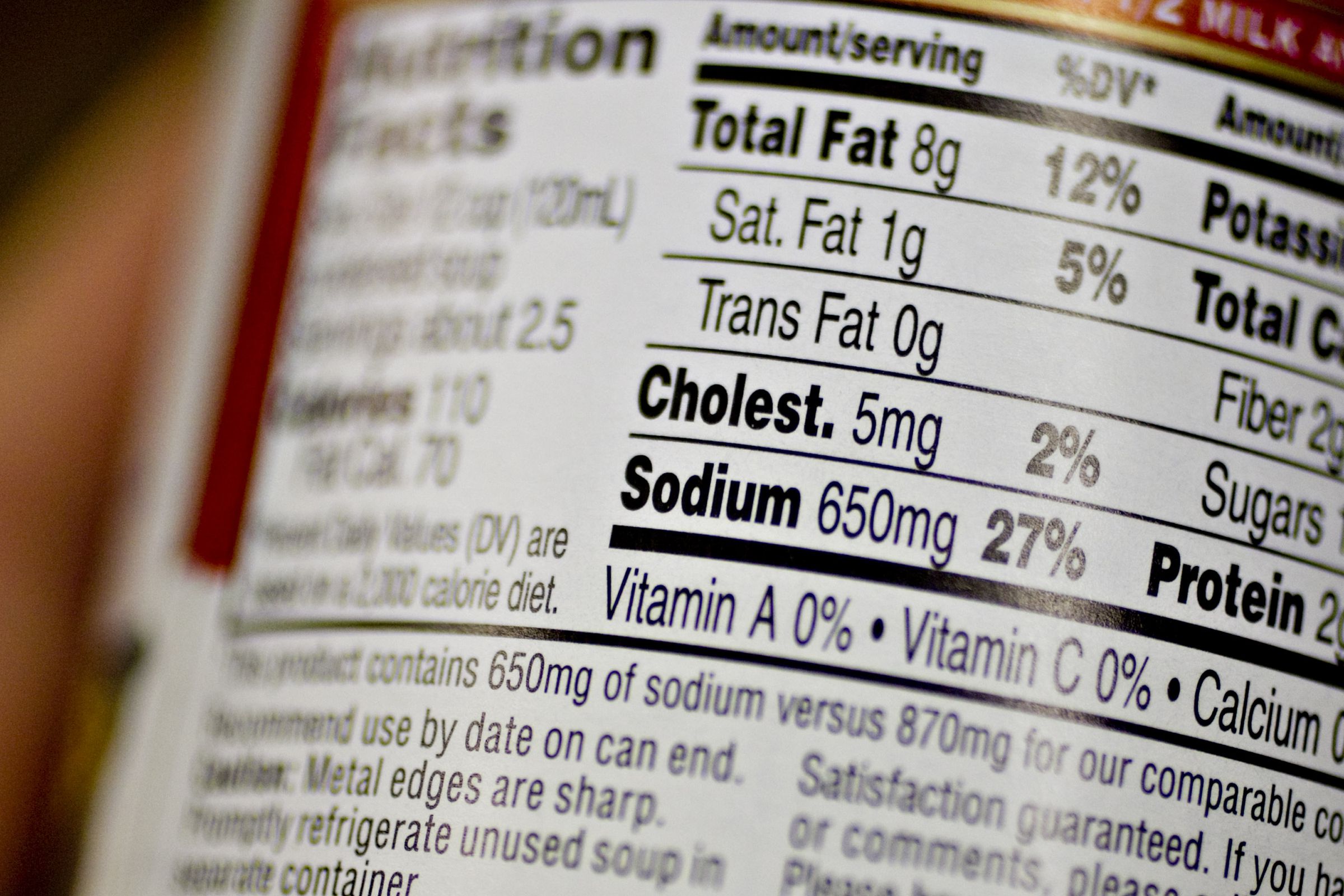 the nutrition label on a can of food