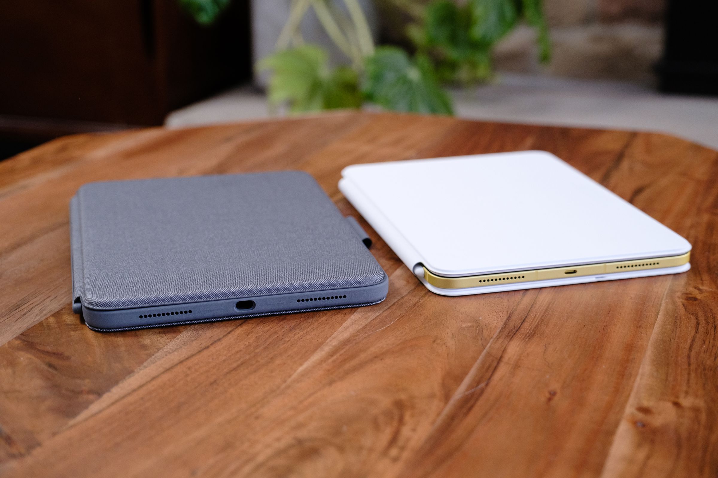 Logitech’s Combo Touch keyboard case next to Apple’s Magic Keyboard Folio for the 10th Gen iPad.