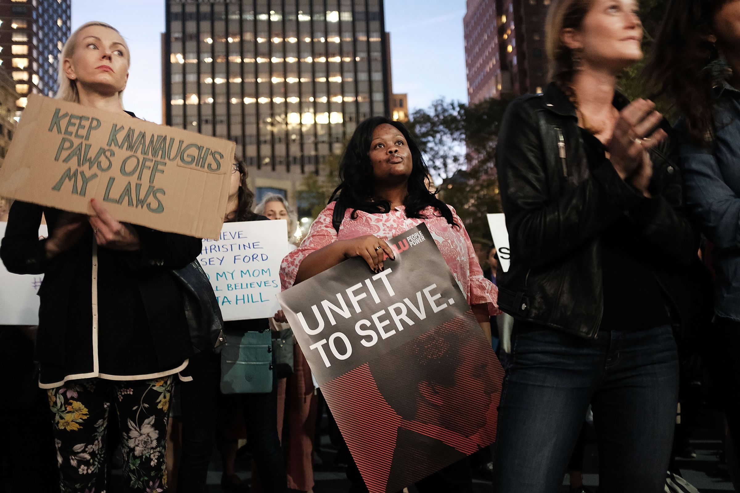 Activists Demonstrate Against Supreme Court Nominee Brett Kavanaugh In Brooklyn