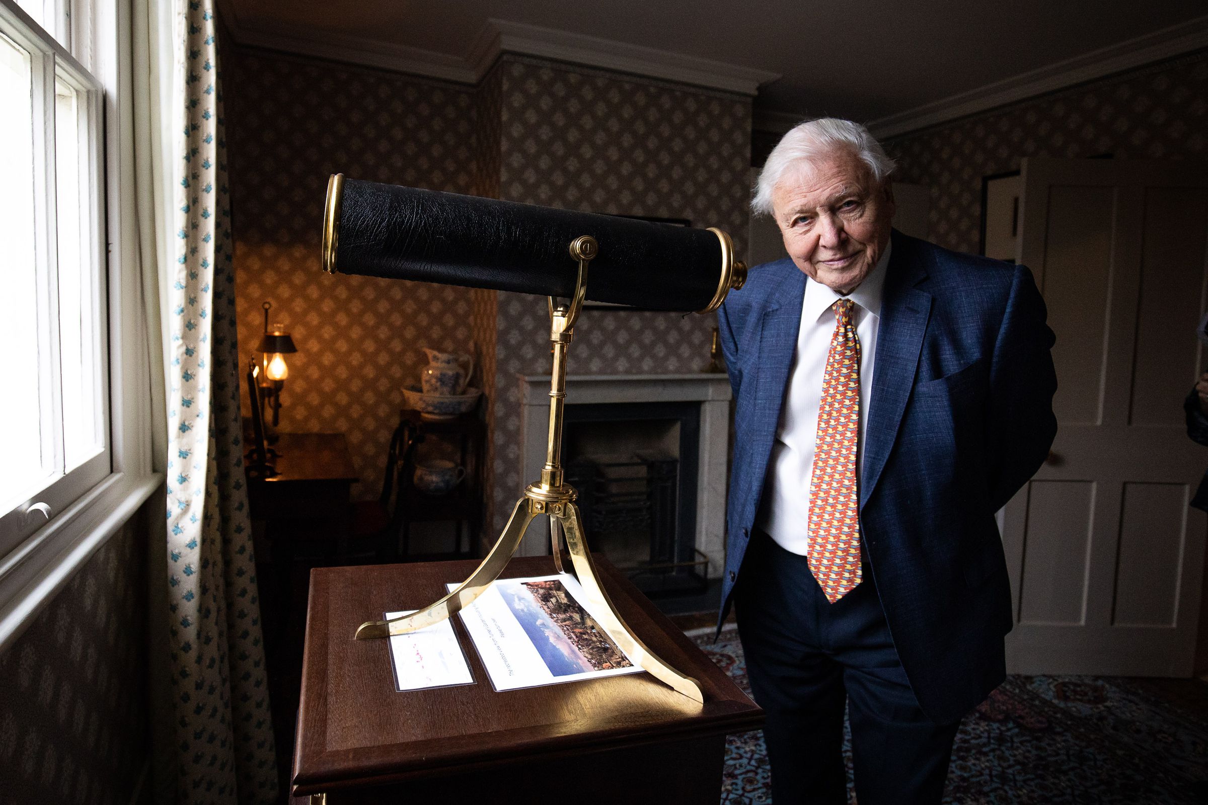 Sir David Attenborough opens an art exhibition on January 10, 2020, in London, England.