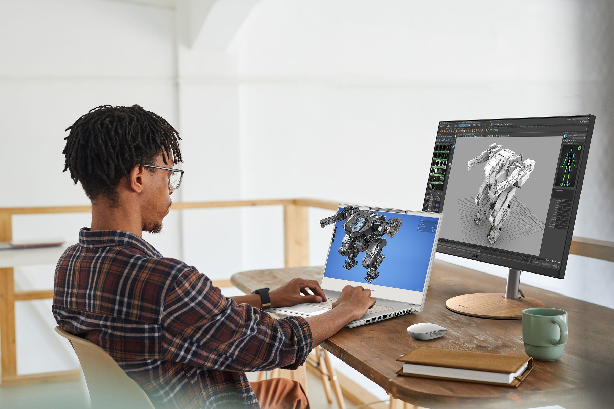 Acer imagines developers using the ConceptD 7 SpatialLabs Edition as a design tool alongside larger displays.