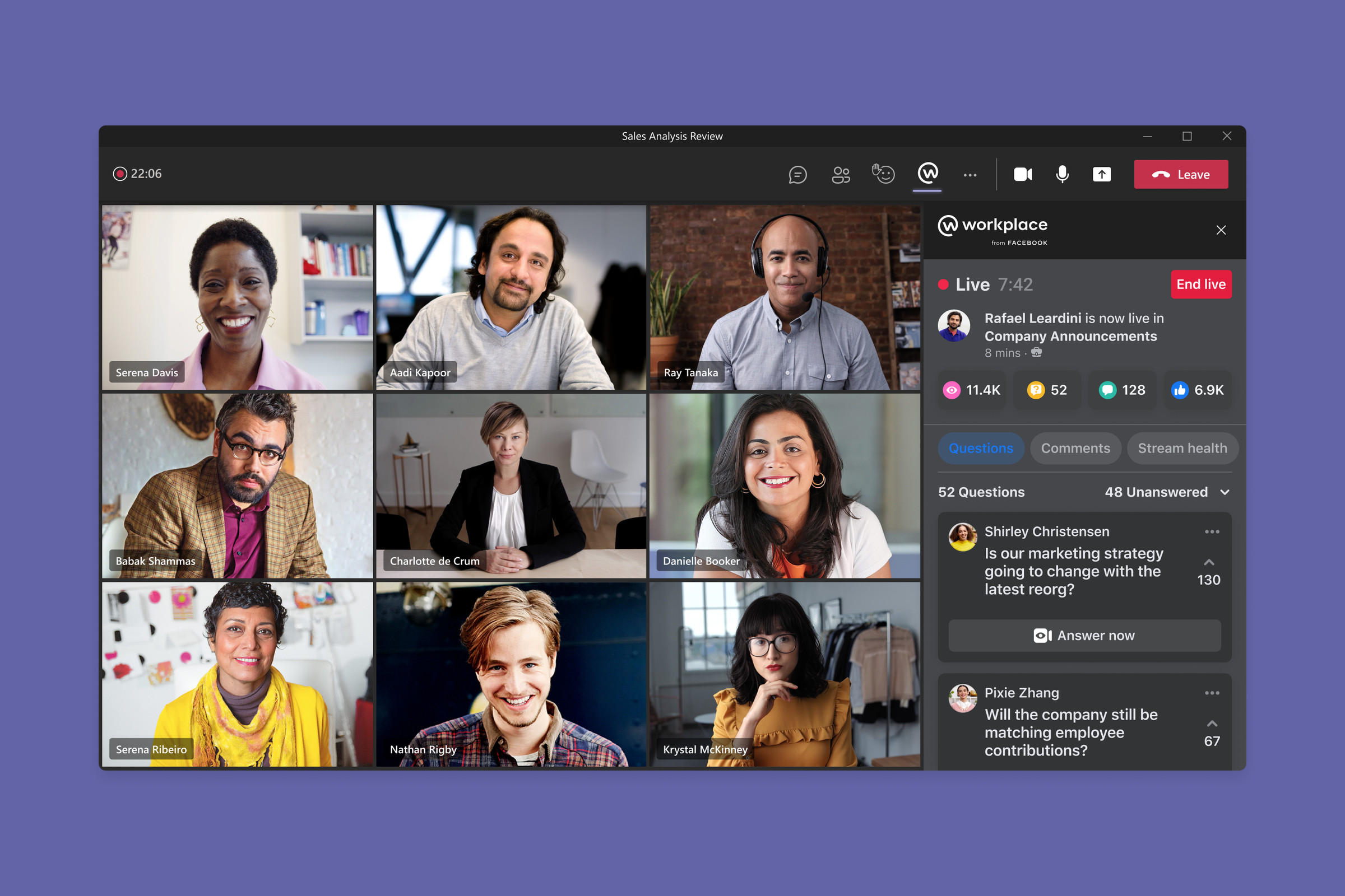 Microsoft Teams and Workplace by Meta integration.