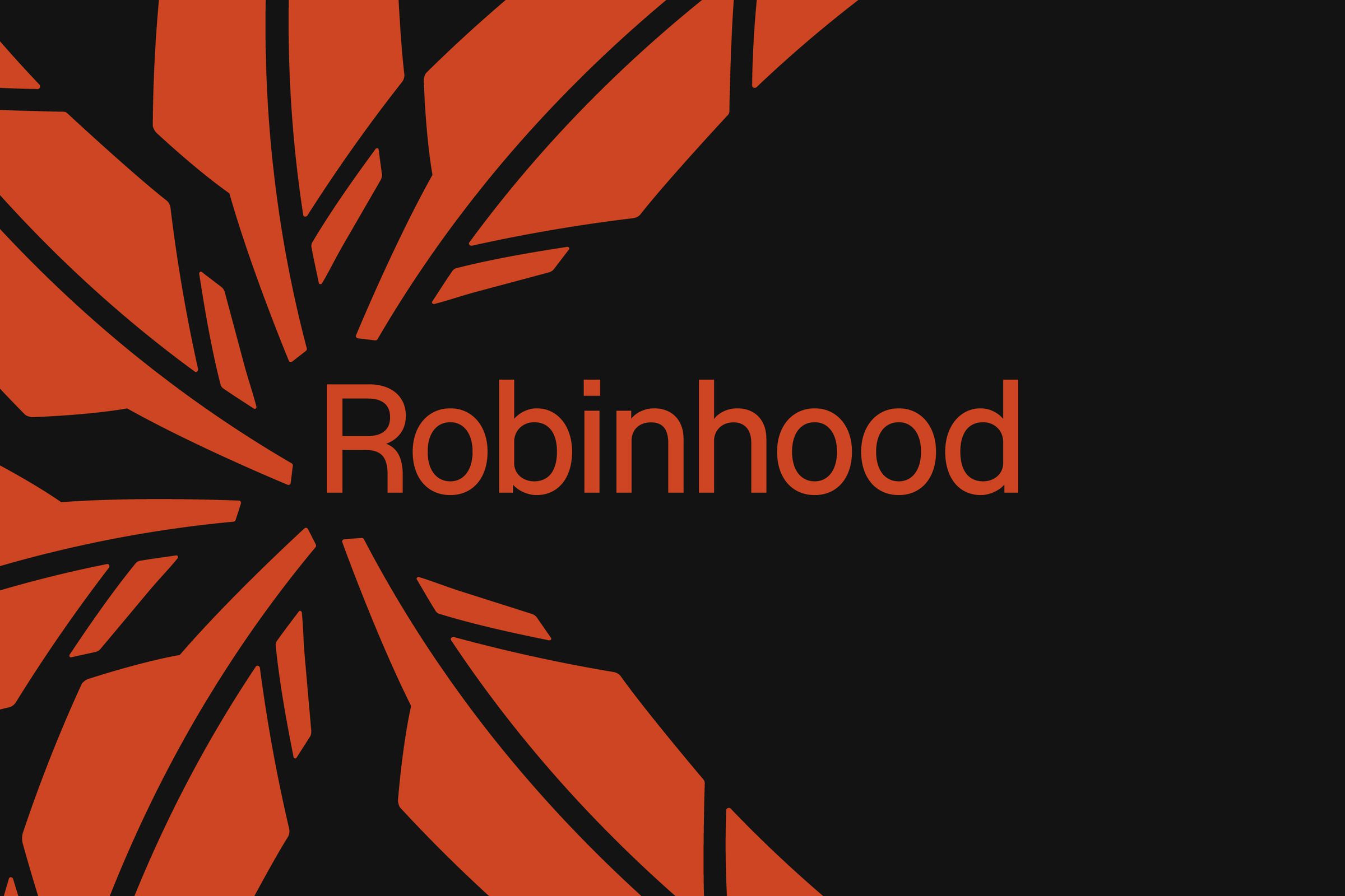 An image showing the Robinhood logo on a red and black background