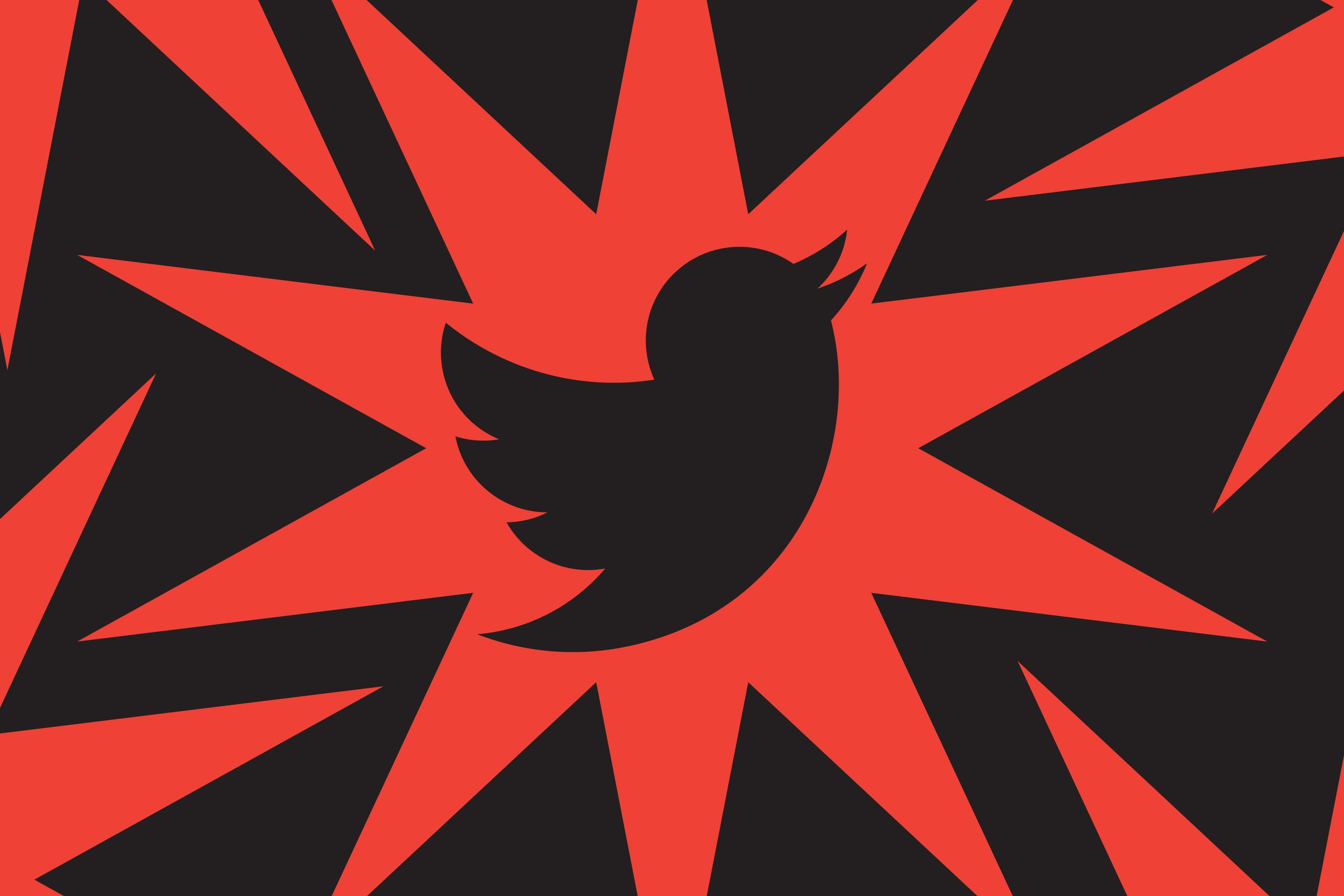 Twitter’s logo on a red and black background