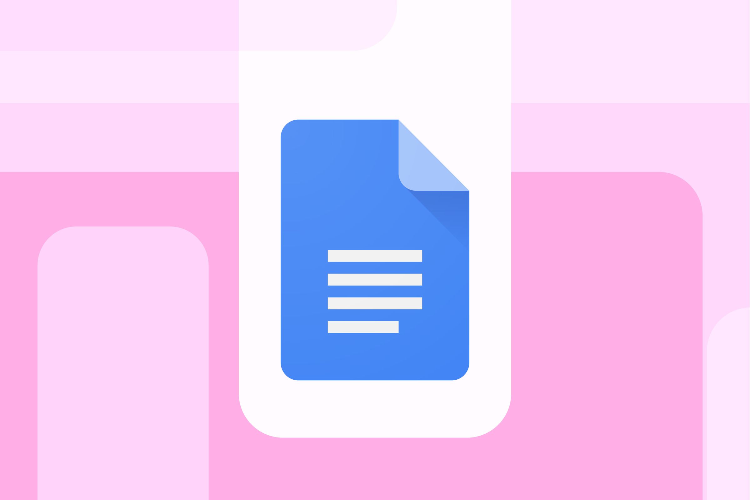 Google Doc’s logo on a pink background