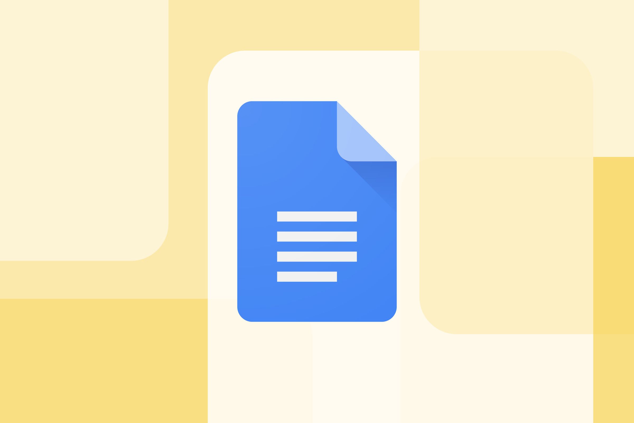 An image showing the Google Docs logo on a yellow background