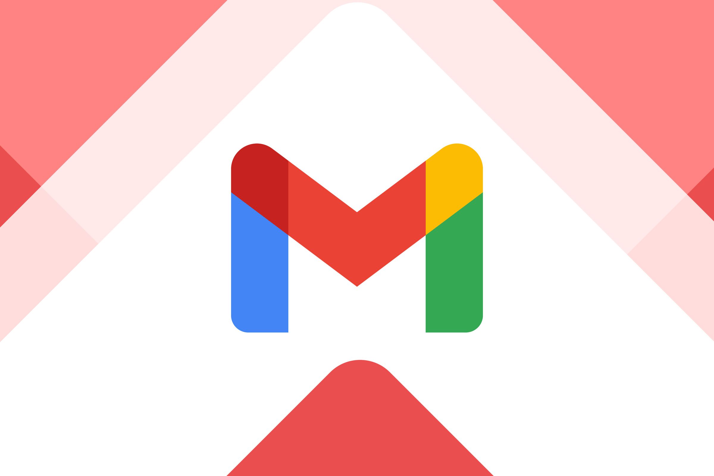 The Gmail logo on a red and white background