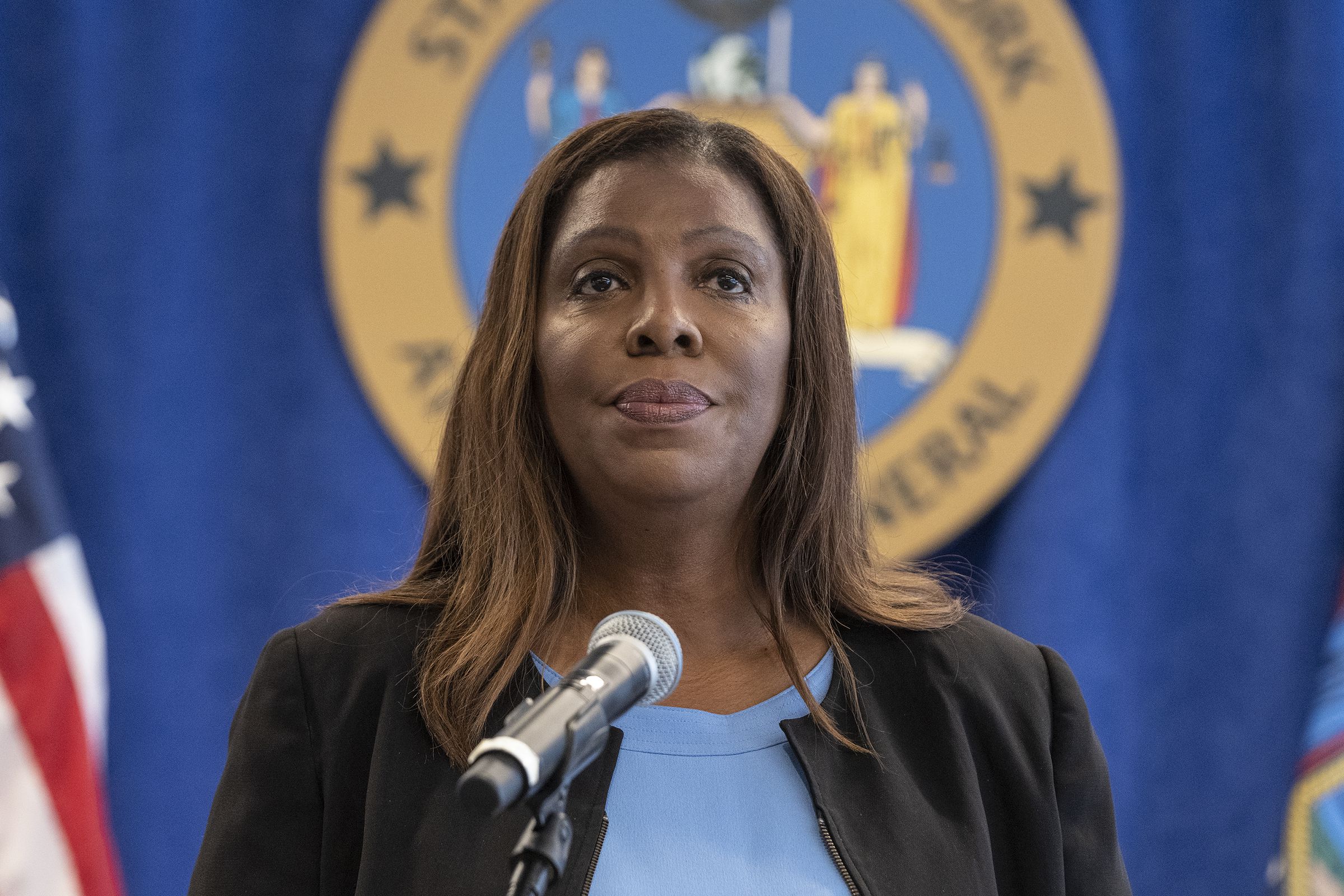 Attorney General Letitia James makes an announcement