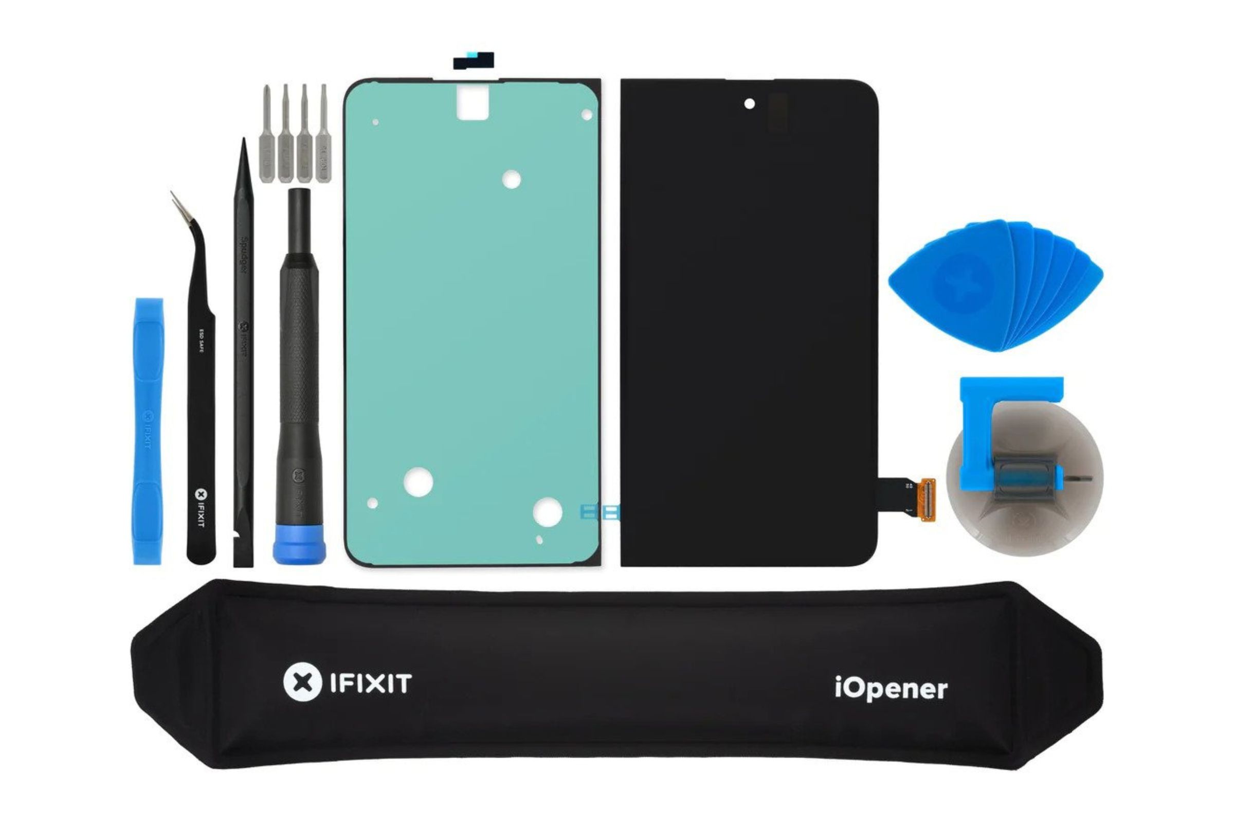 iFixit’s outer screen replacement kit for the Google Pixel Fold.
