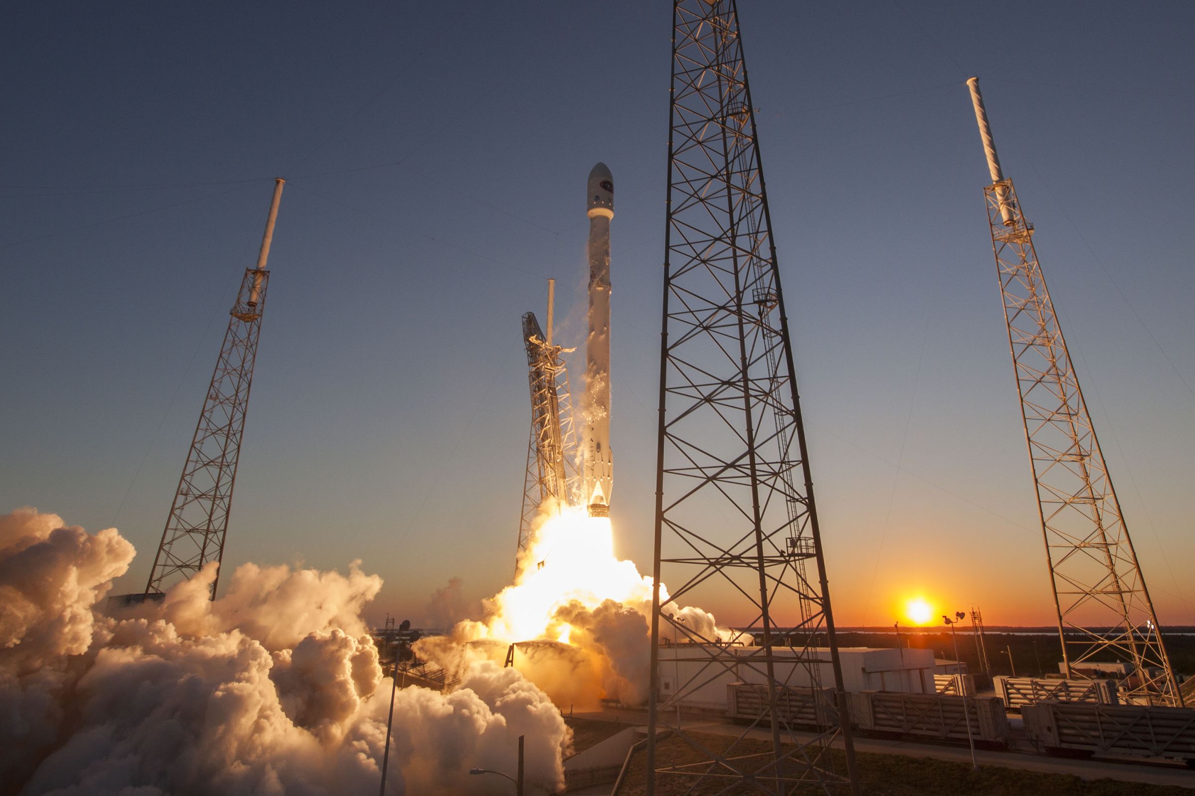 A Falcon 9 rocket taking off from SLC-40 in 2015.