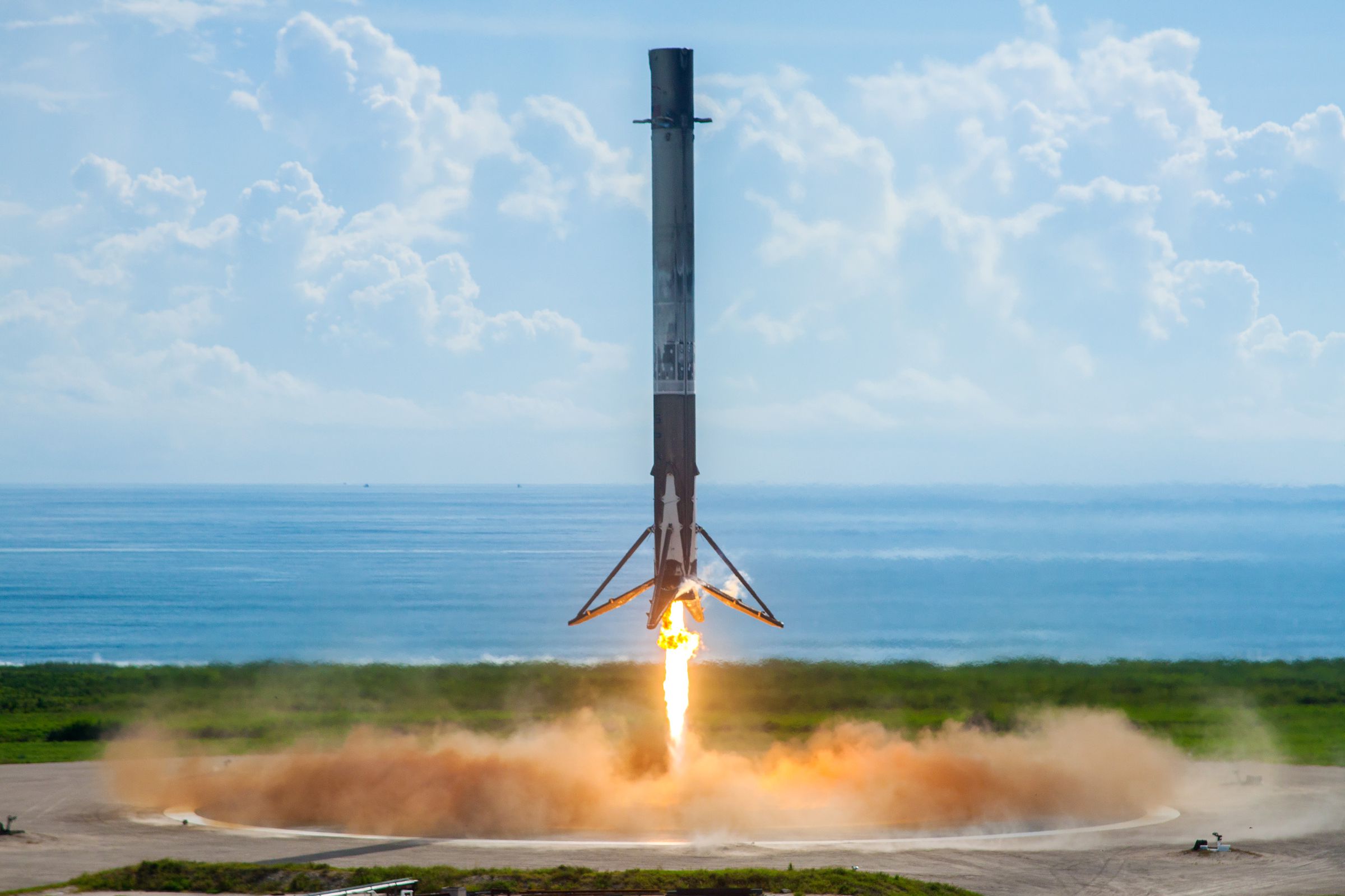 One of SpaceX’s Falcon 9 rockets landing at Cape Canaveral, Florida.