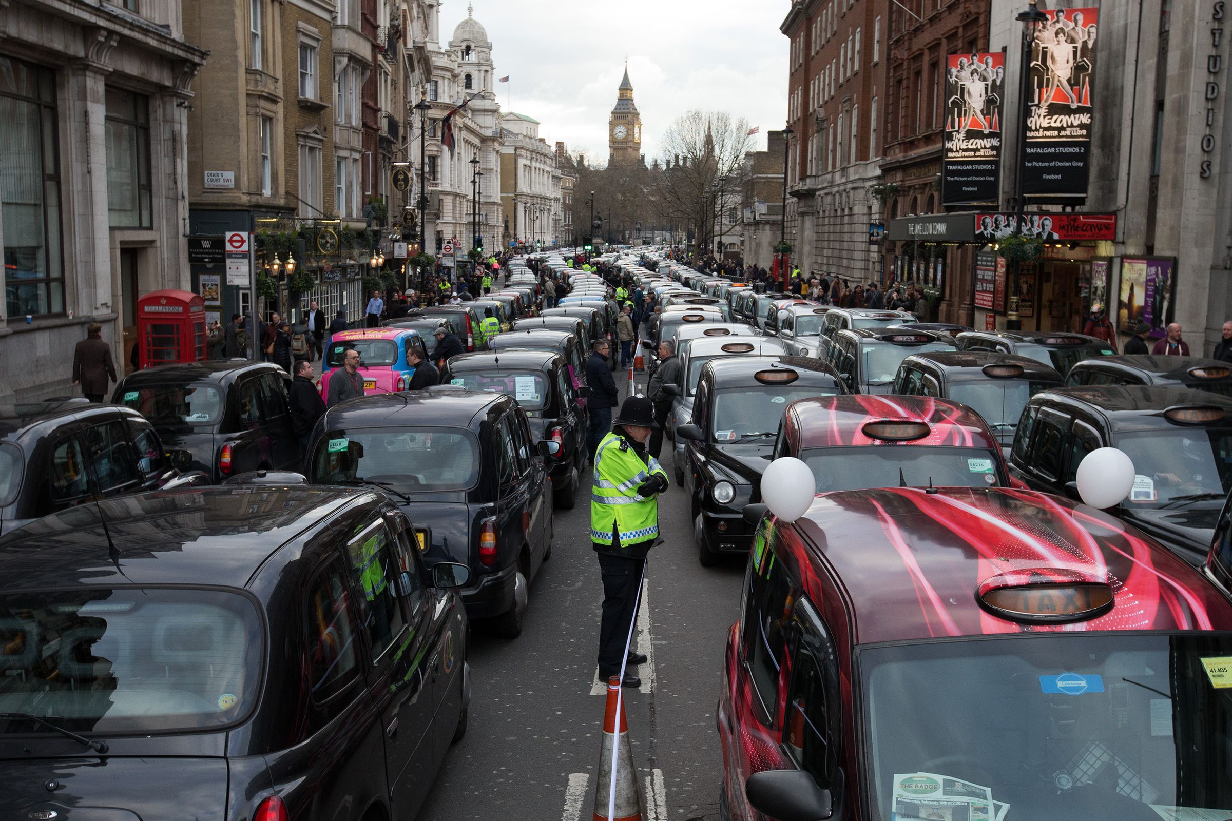London Black Cab Drivers Protest Against Uber