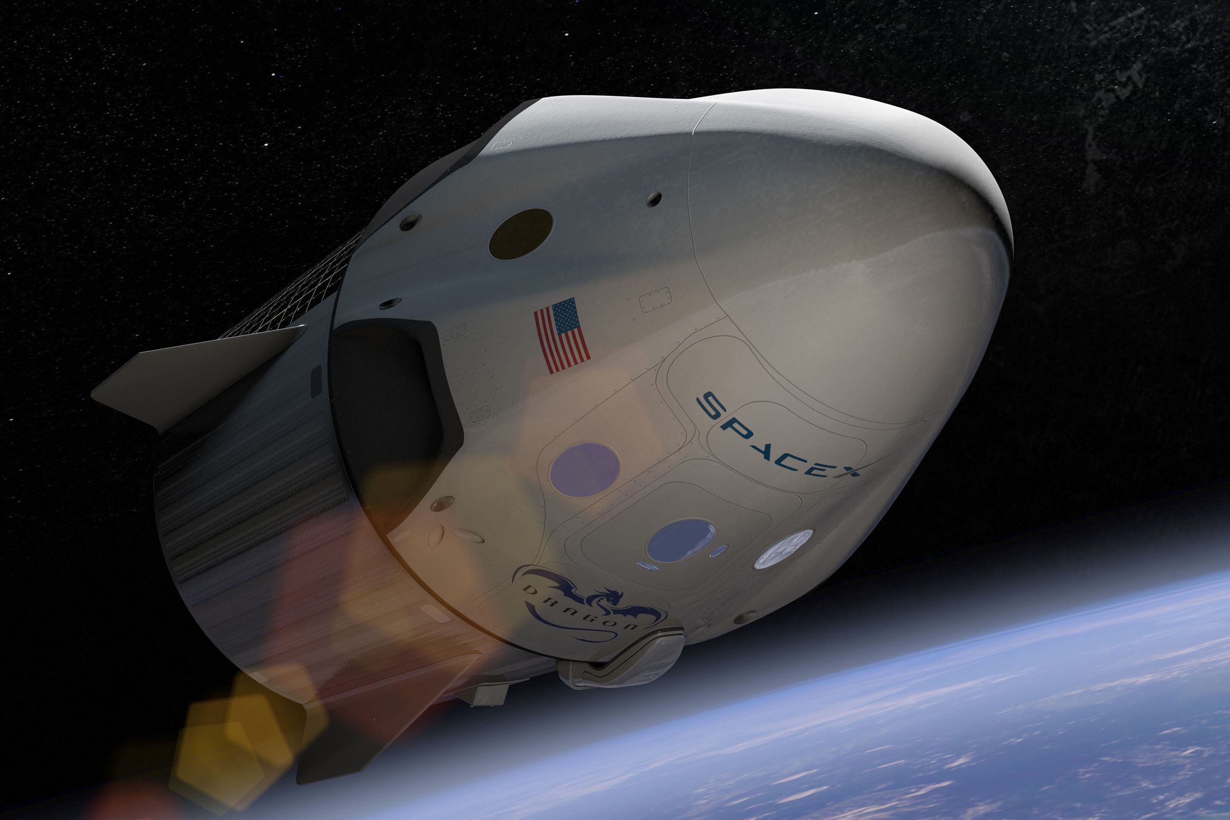  An artistic rendering of SpaceX’s Crew Dragon