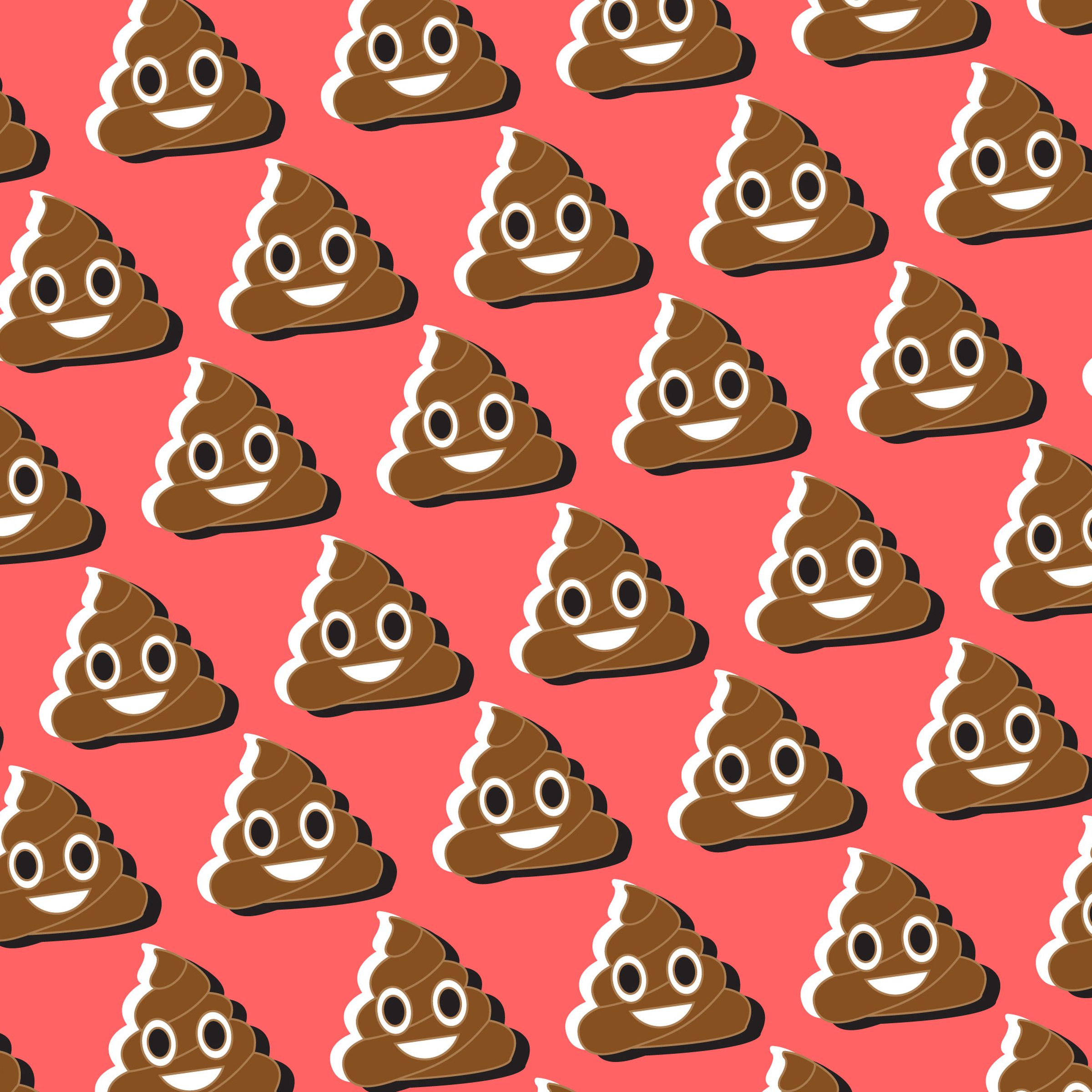 a lot of poop emojis on a red background