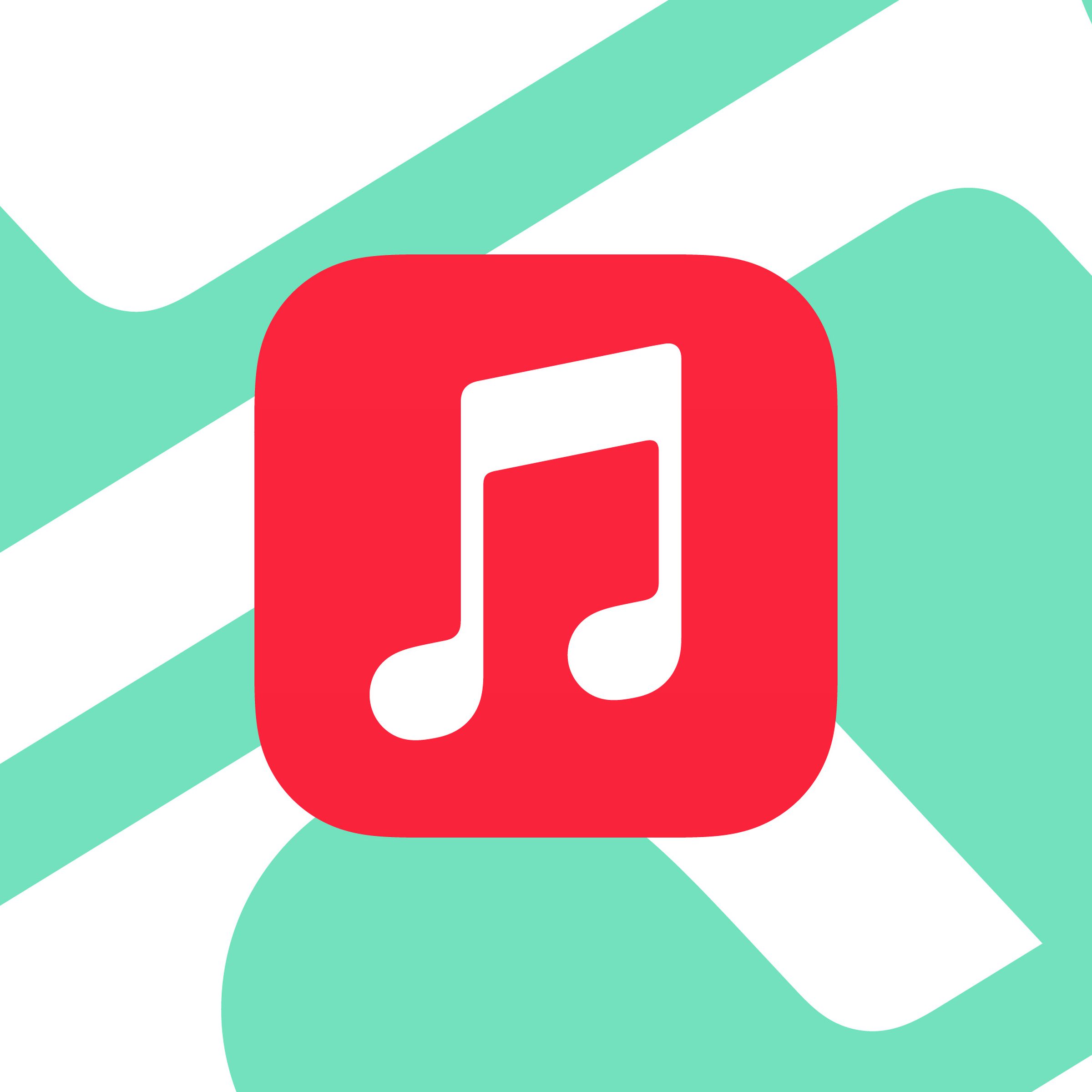 The Apple Music iOS logo on a green and white background.