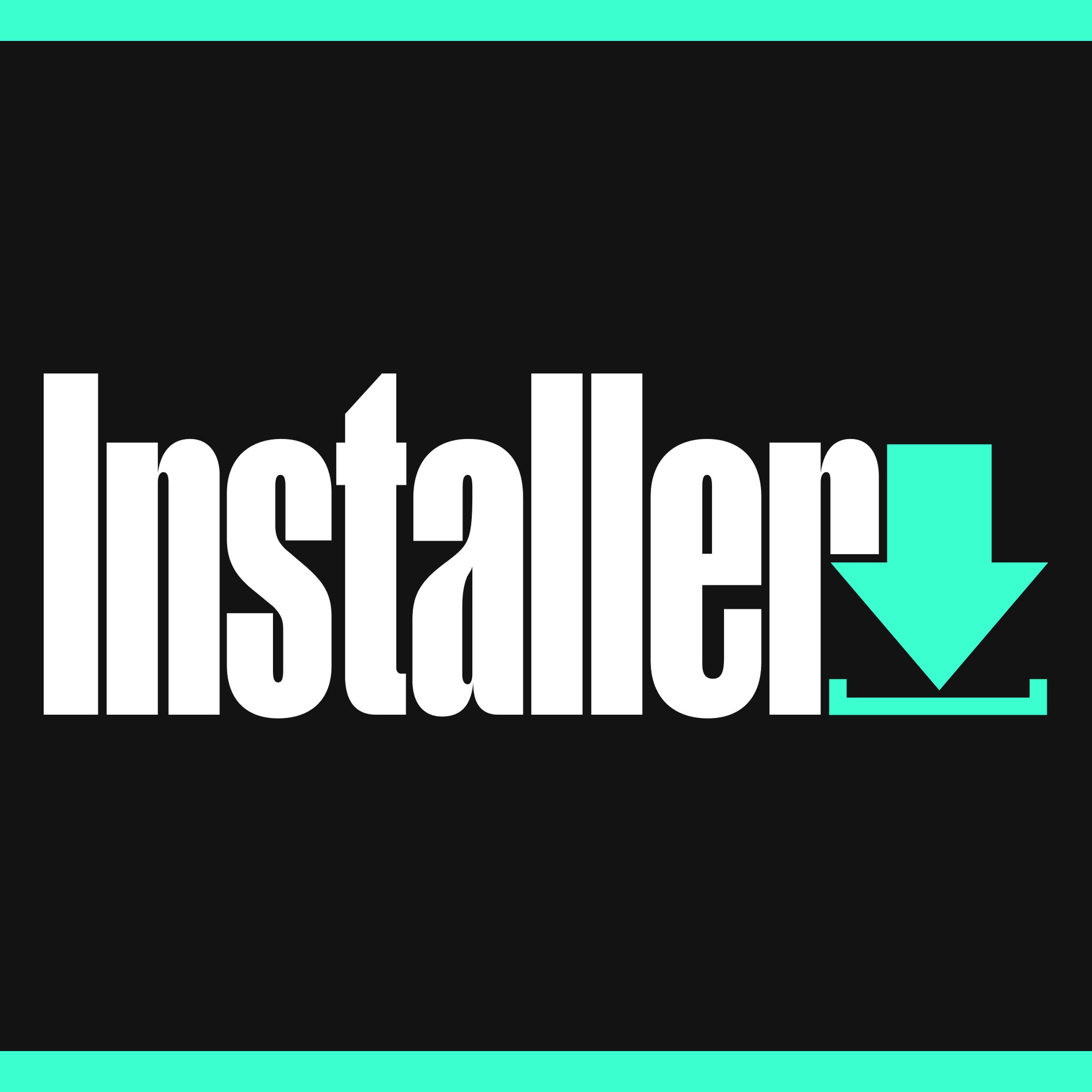 An illustration of the Installer logo on a black background.