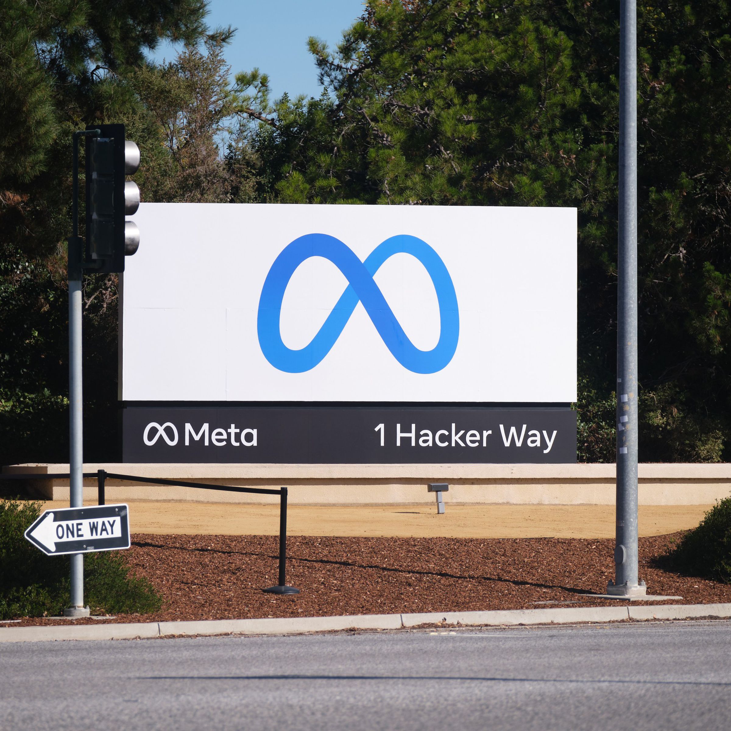 Meta billboard outside its headquarters