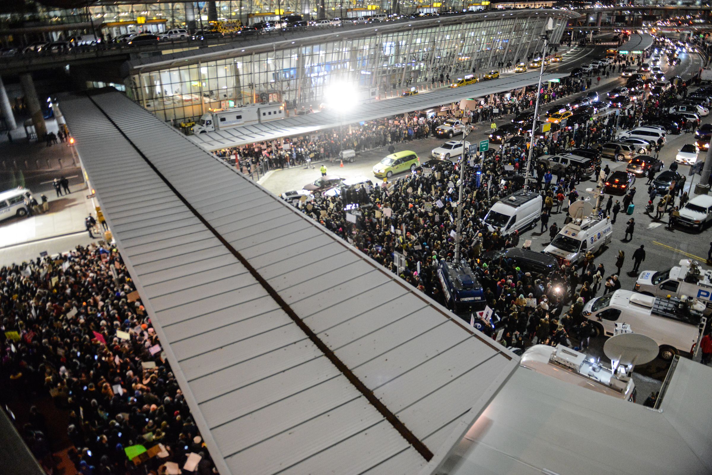 Protestors Rally At JFK Airport Against Muslim Immigration Ban