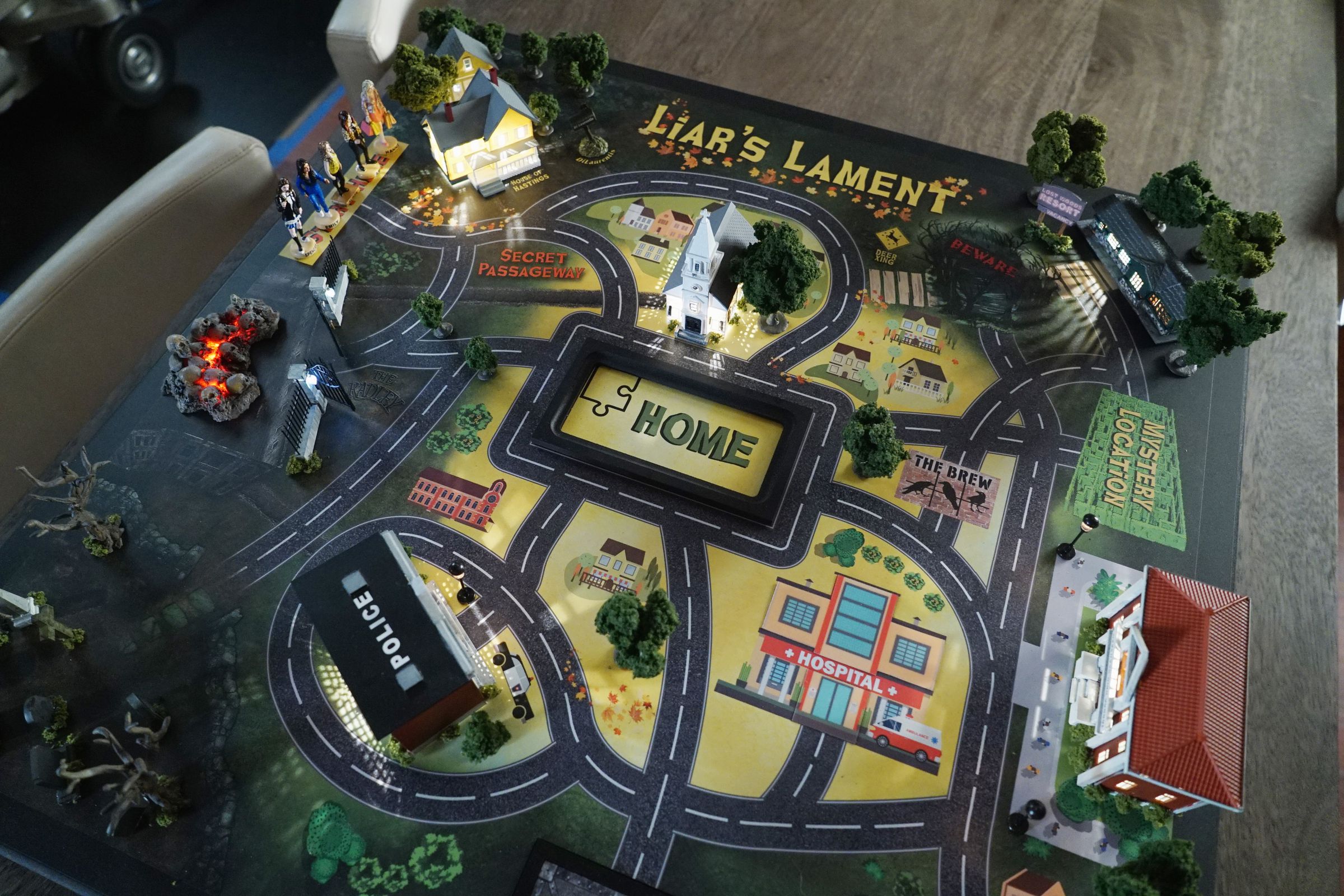 A still of the elaborate board game taken from Season 7, Episode 11.