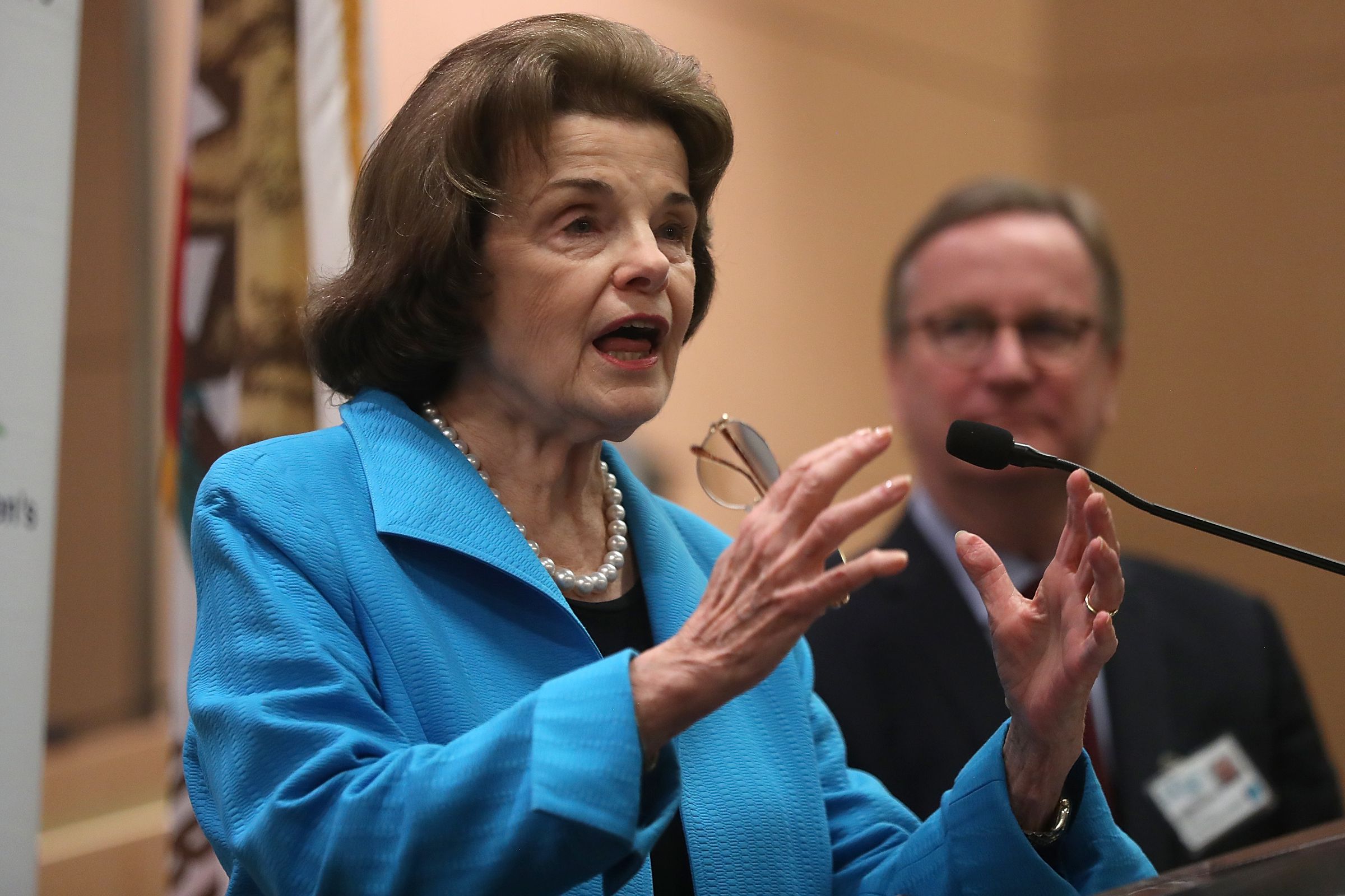Dianne Feinstein Holds Press Conference On Impacts Of Medicaid Cuts On Kids