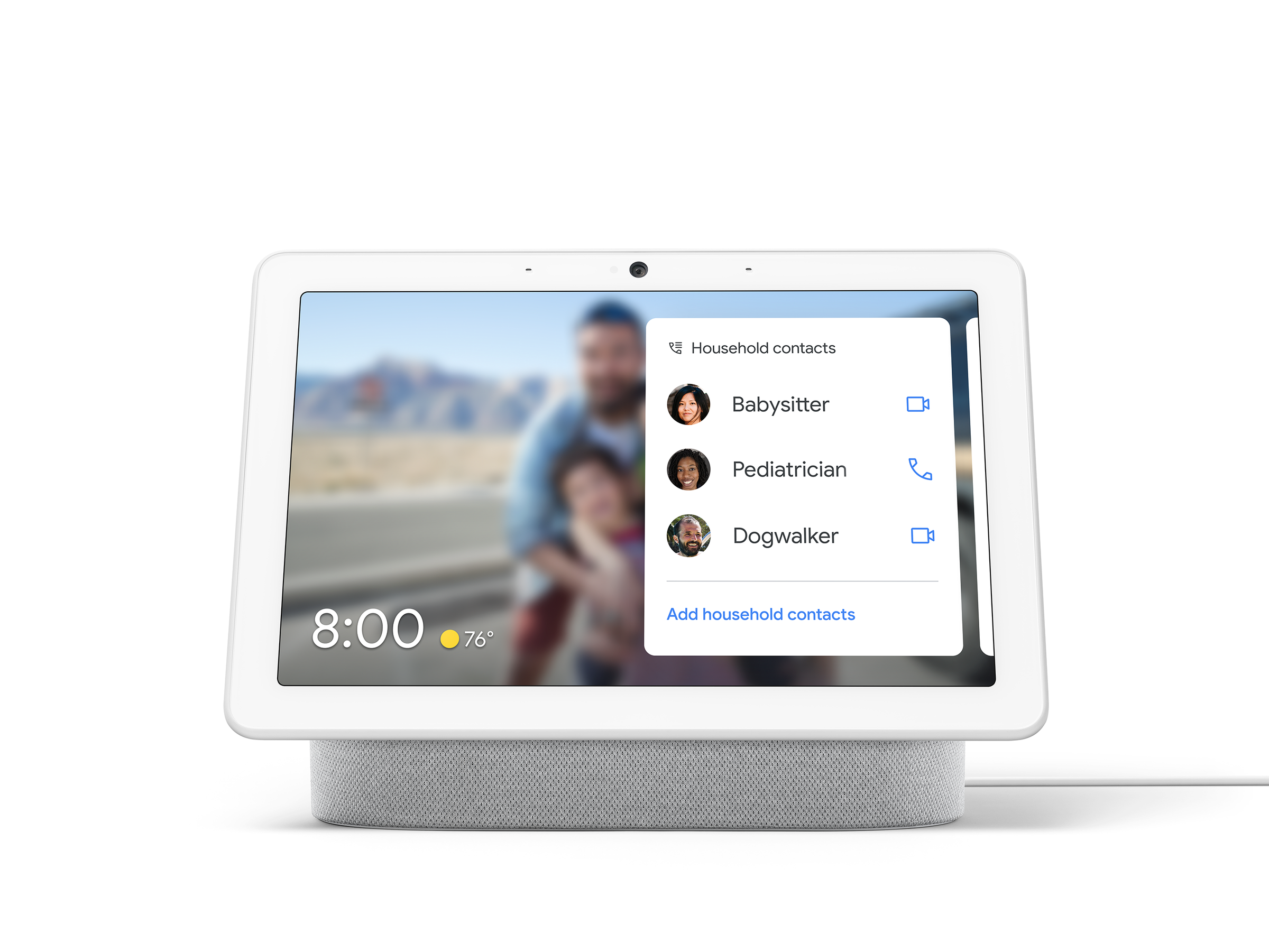 Google’s new Household Contacts feature on a Nest Hub Max smart display
