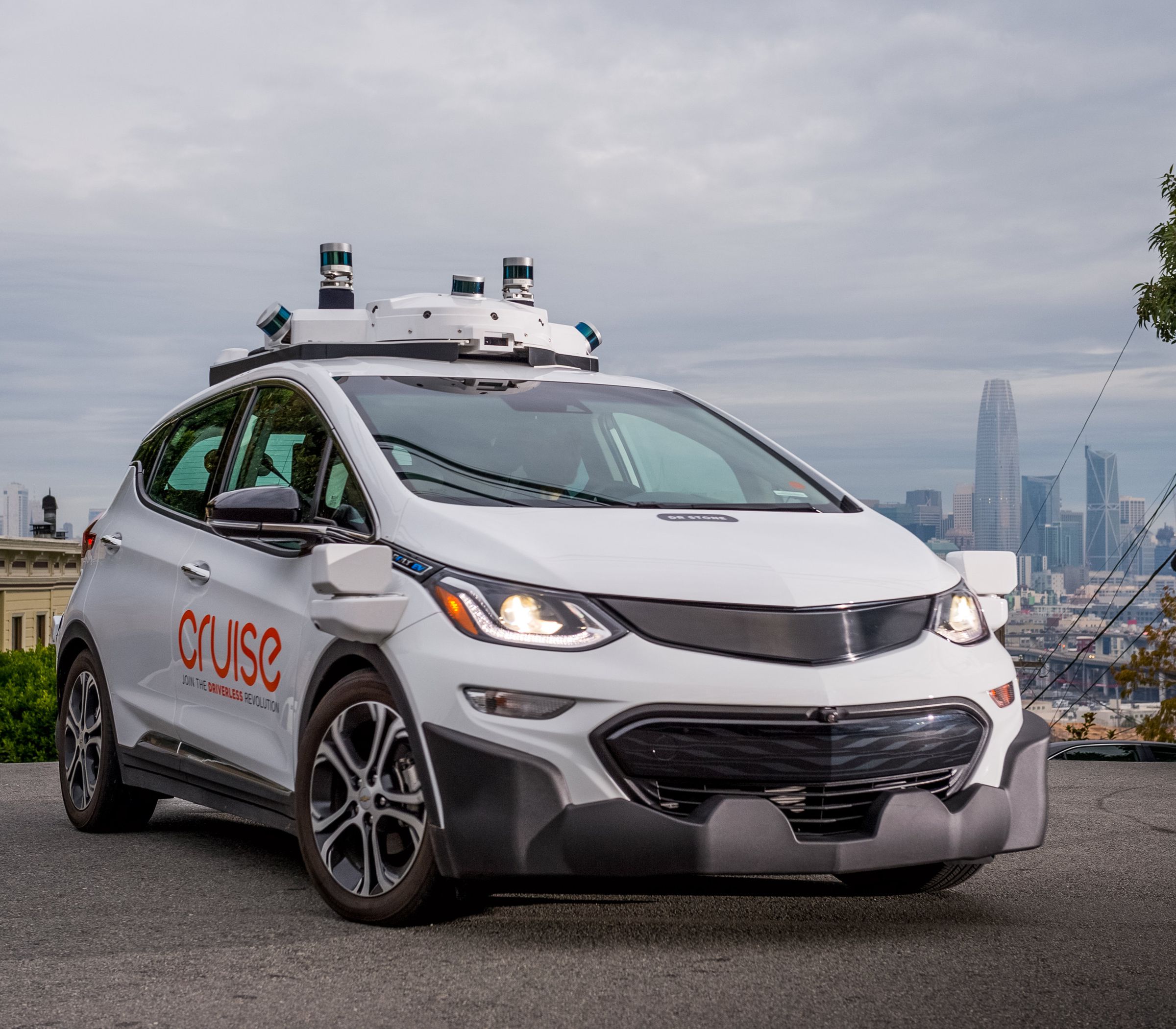 Cruise self-driving test vehicle navigates the urban streets of San Francisco, California. (Photo by Karl Nielsen)