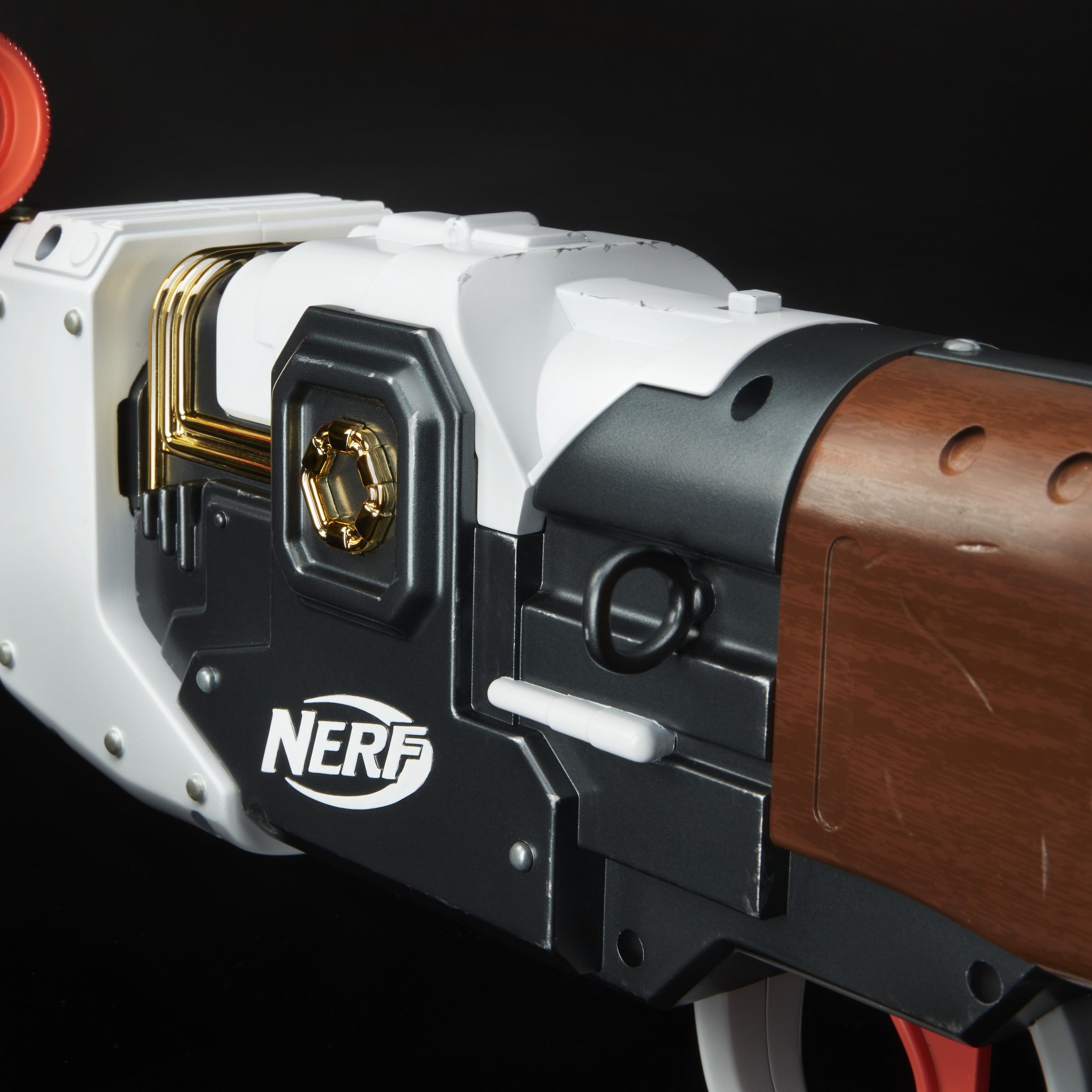 Detailing on both sides (unlike cheaper Nerf blasters), plus attachment points so you can sling it over your back.