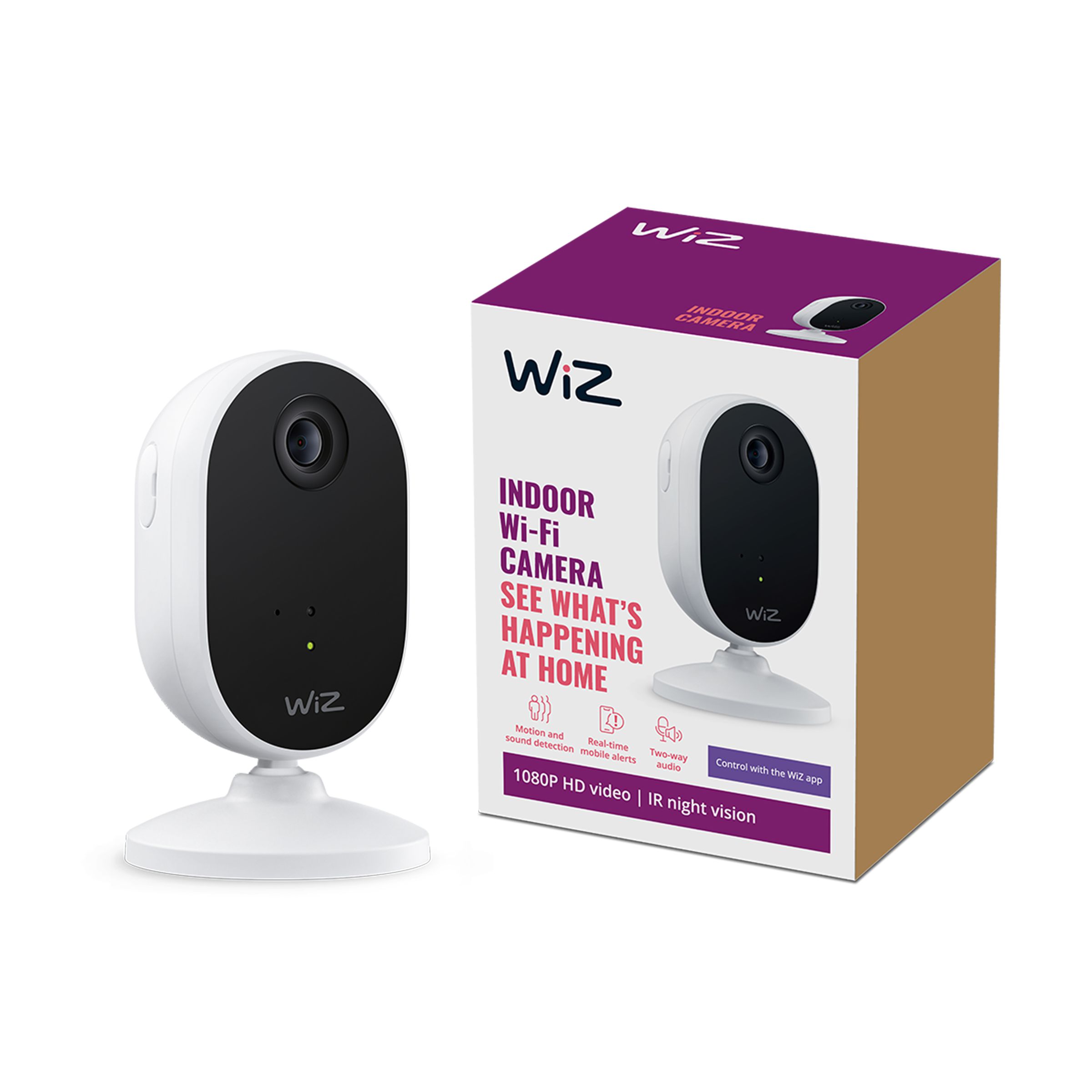 The WiZ Indoor Wi-Fi Camera works with WiZ’s smart lighting line as part of its new Home Monitoring feature.