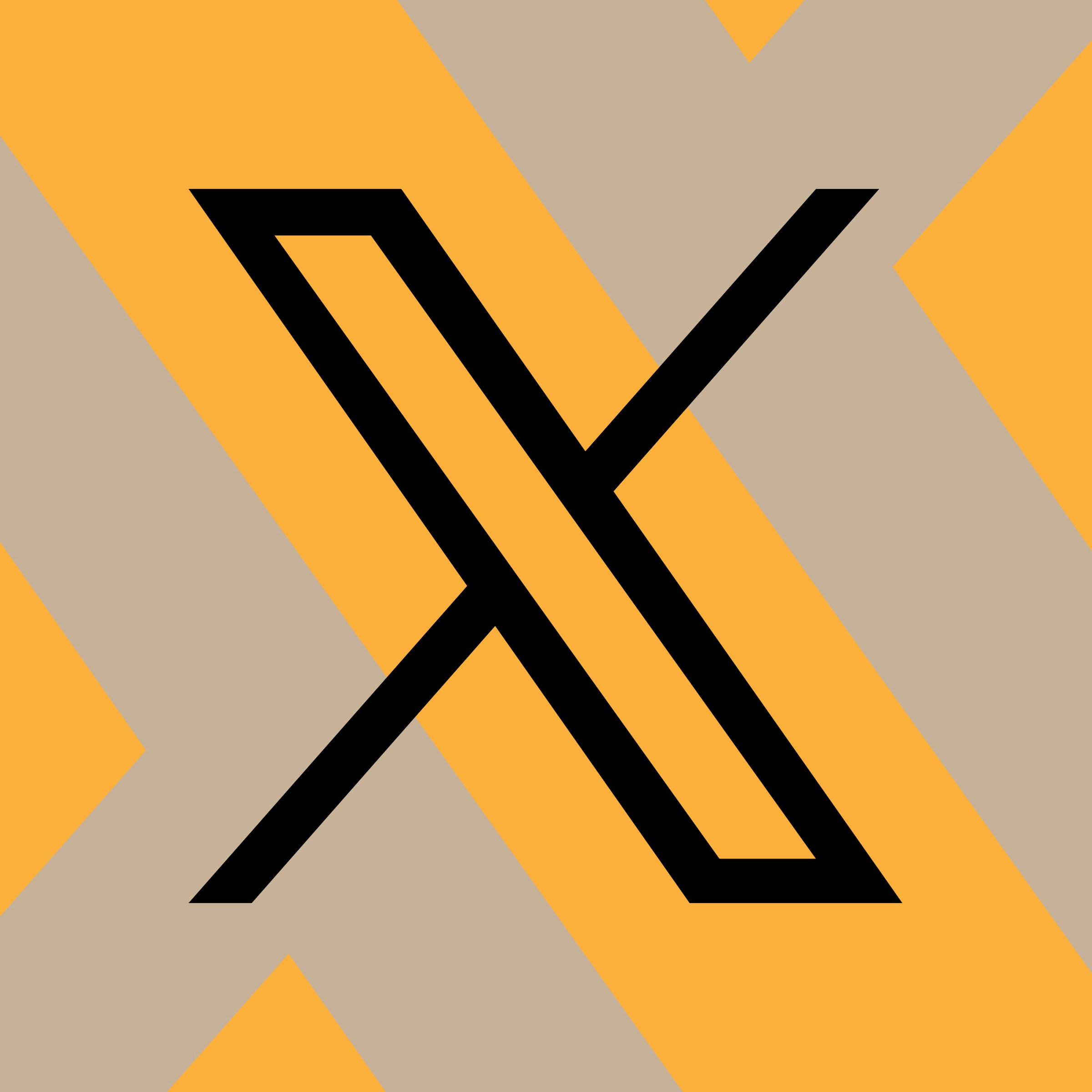 X logo on an orange background