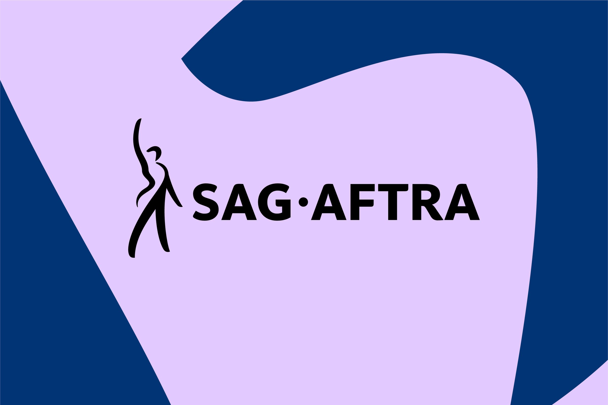 The SAG-AFTRA logo on a two-tone purple background.