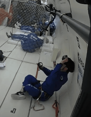 An animated GIF showing testing of the Vive Focus 3 on a parabolic flight. 