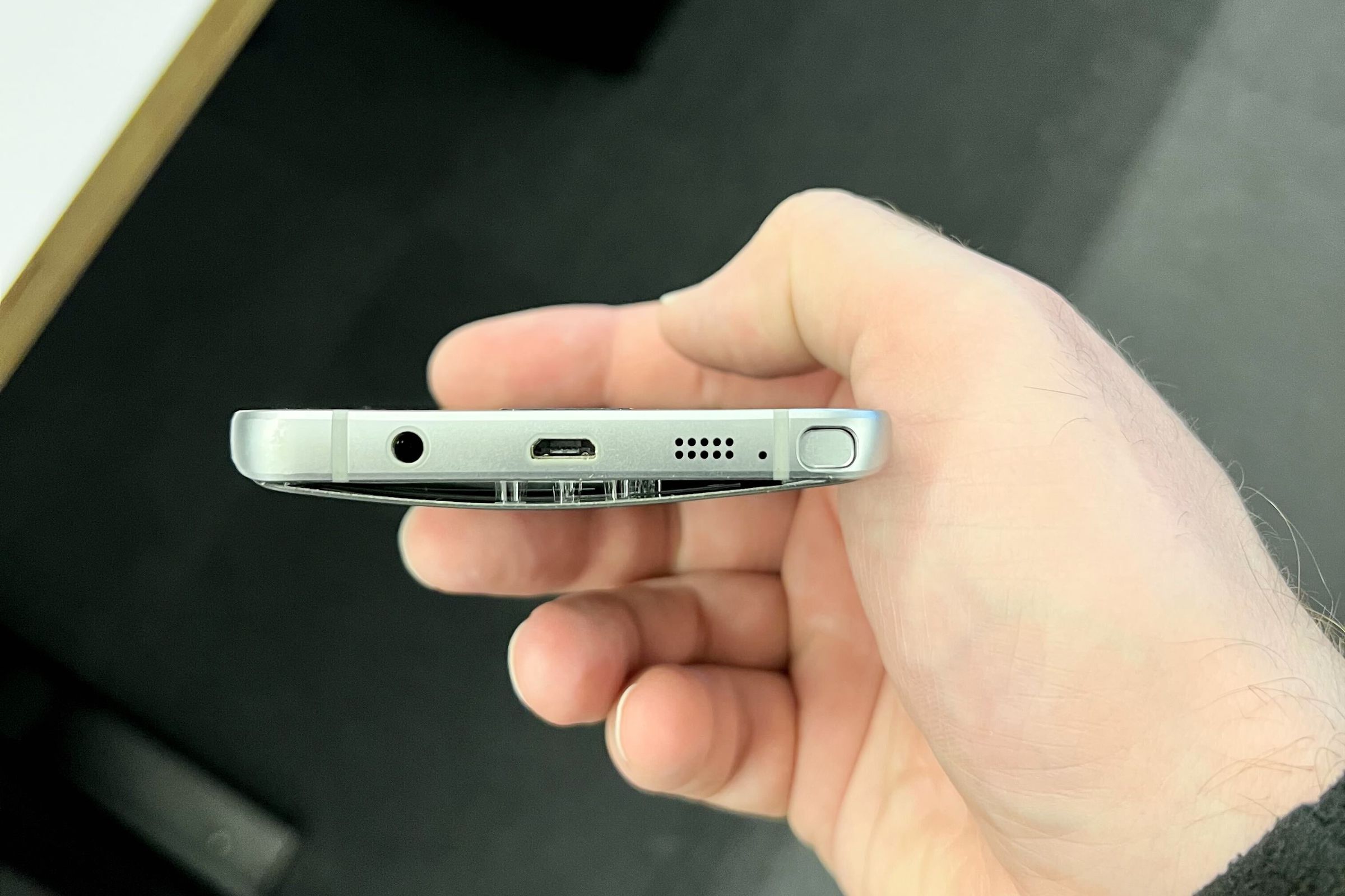 This Samsung Galaxy Note 5 from The Verge’s tech archives has a swollen battery and could definitely use some self-repair love.