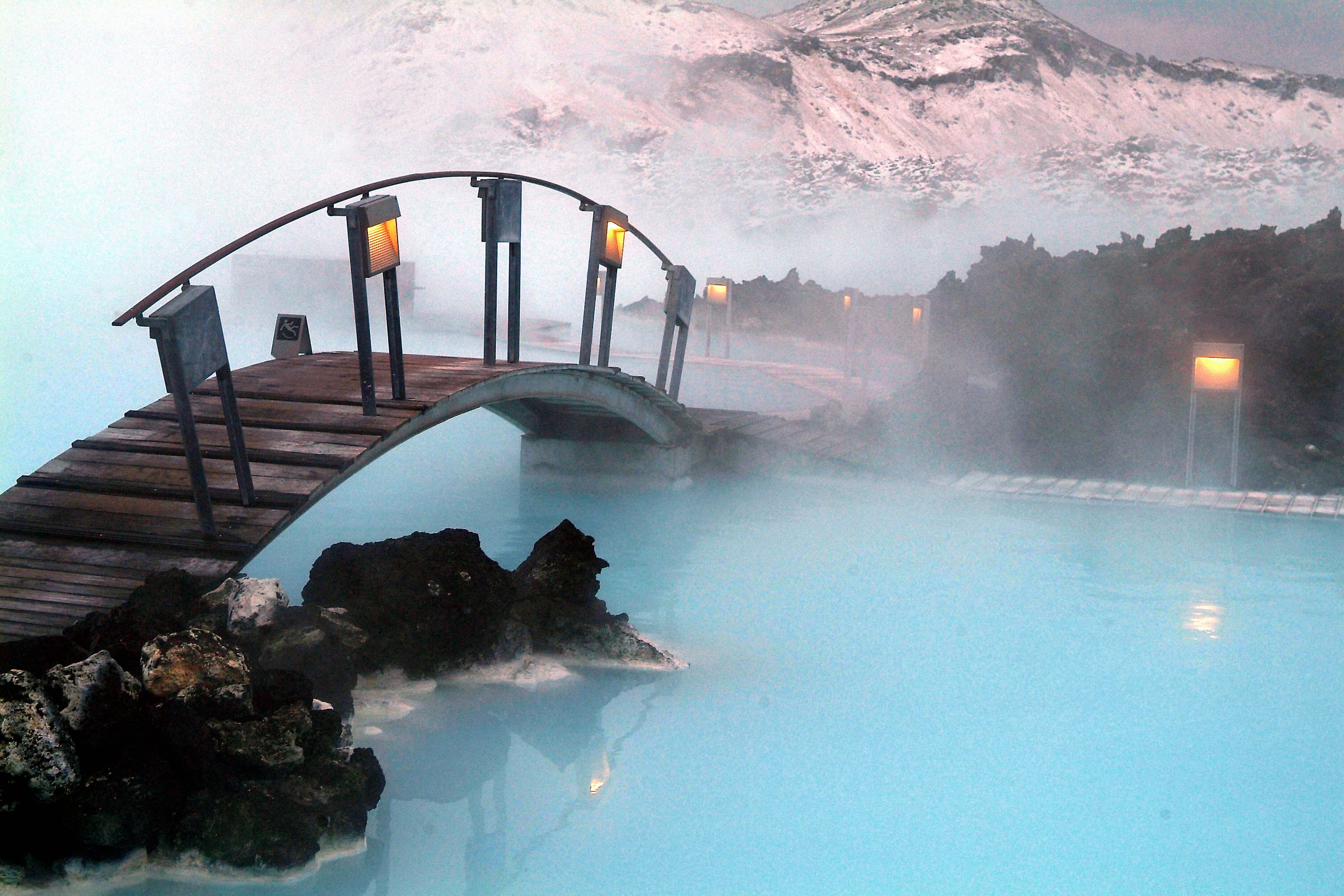 The Blue Lagoon in Iceland. Scientists discovered a bacteria in hot springs in Iceland that could add silicon to carbon-based molecules.