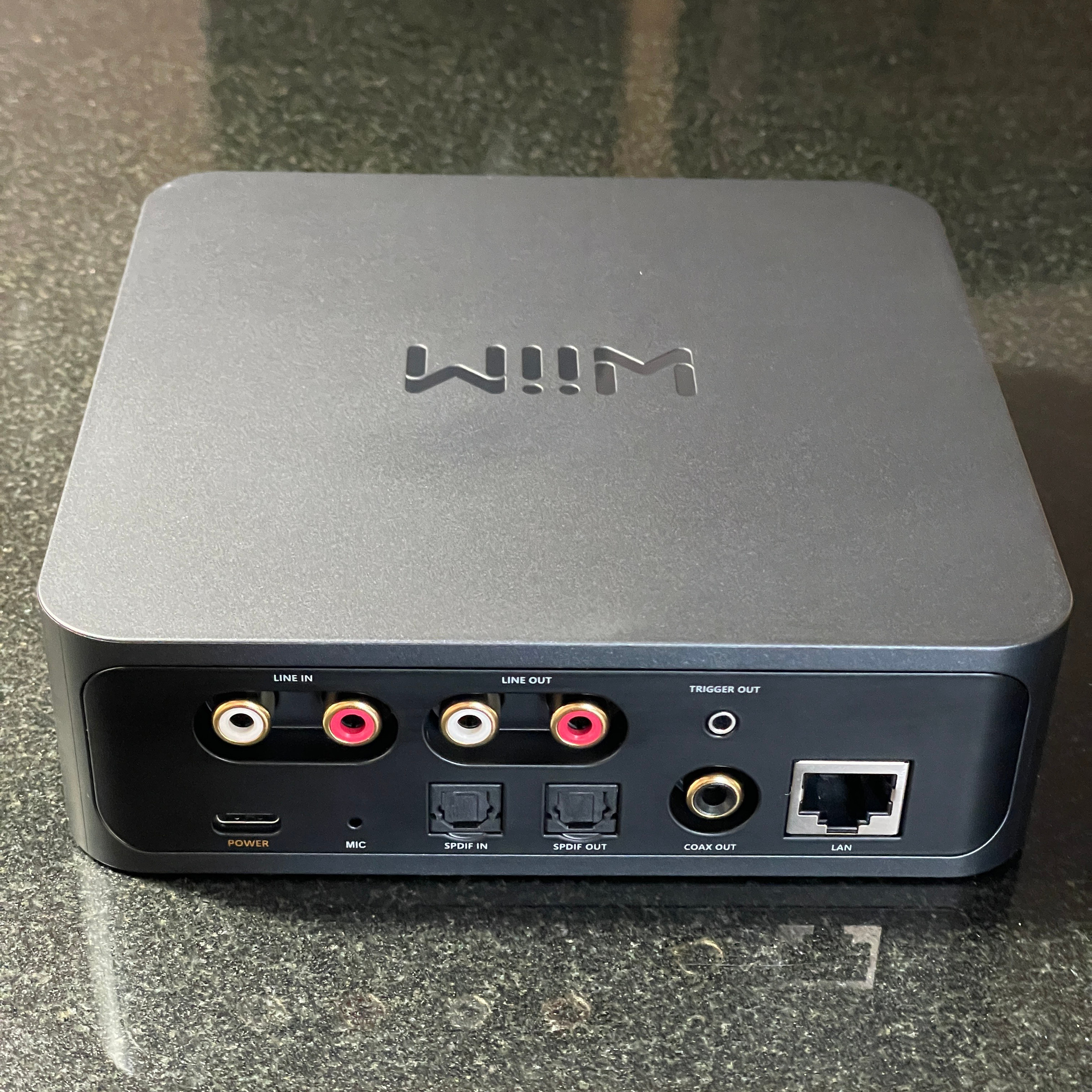 A photo of the rear of a WiiM Pro unit.