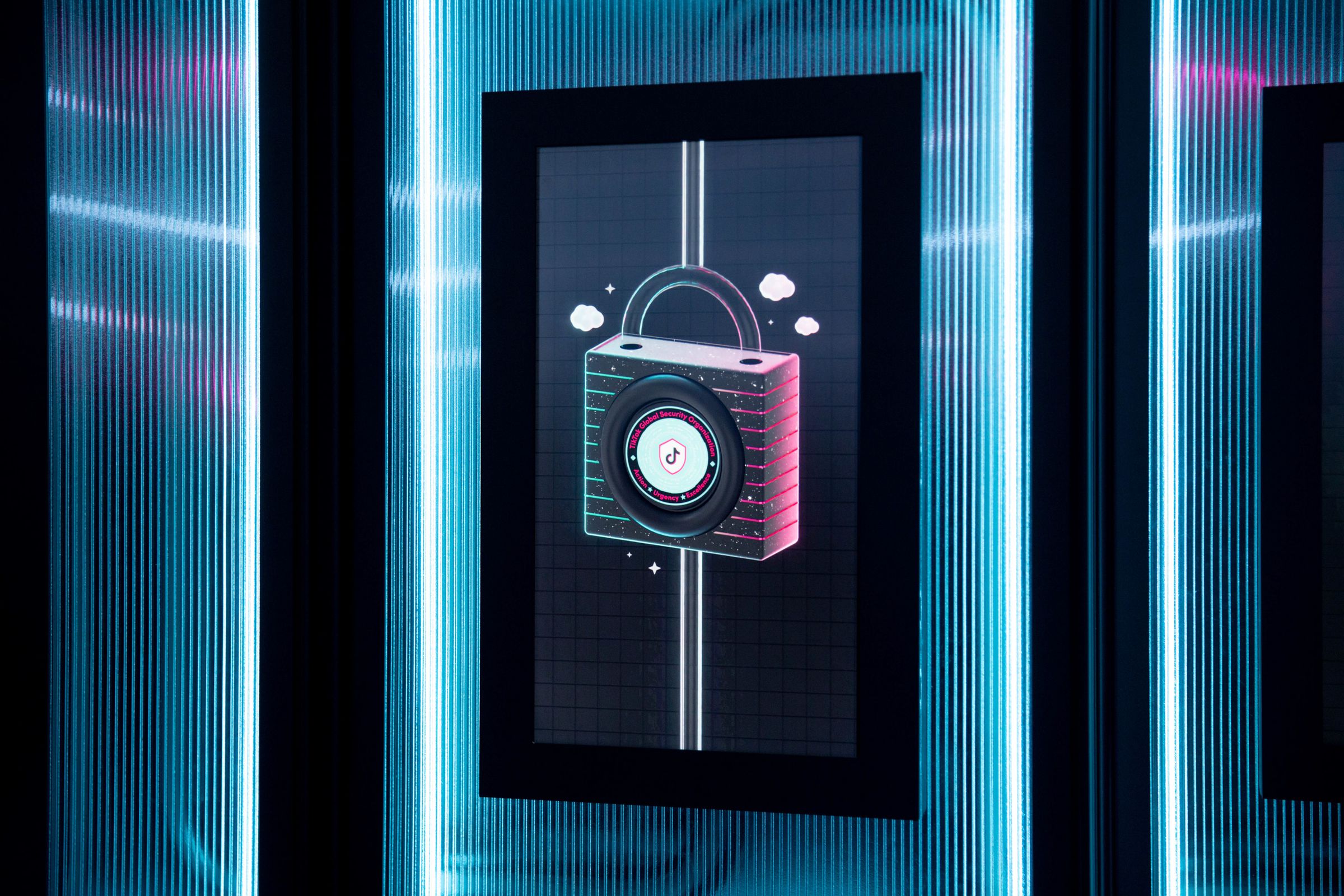 One of the displays inside TikTok’s Transparency and Accountability Center in Los Angeles.