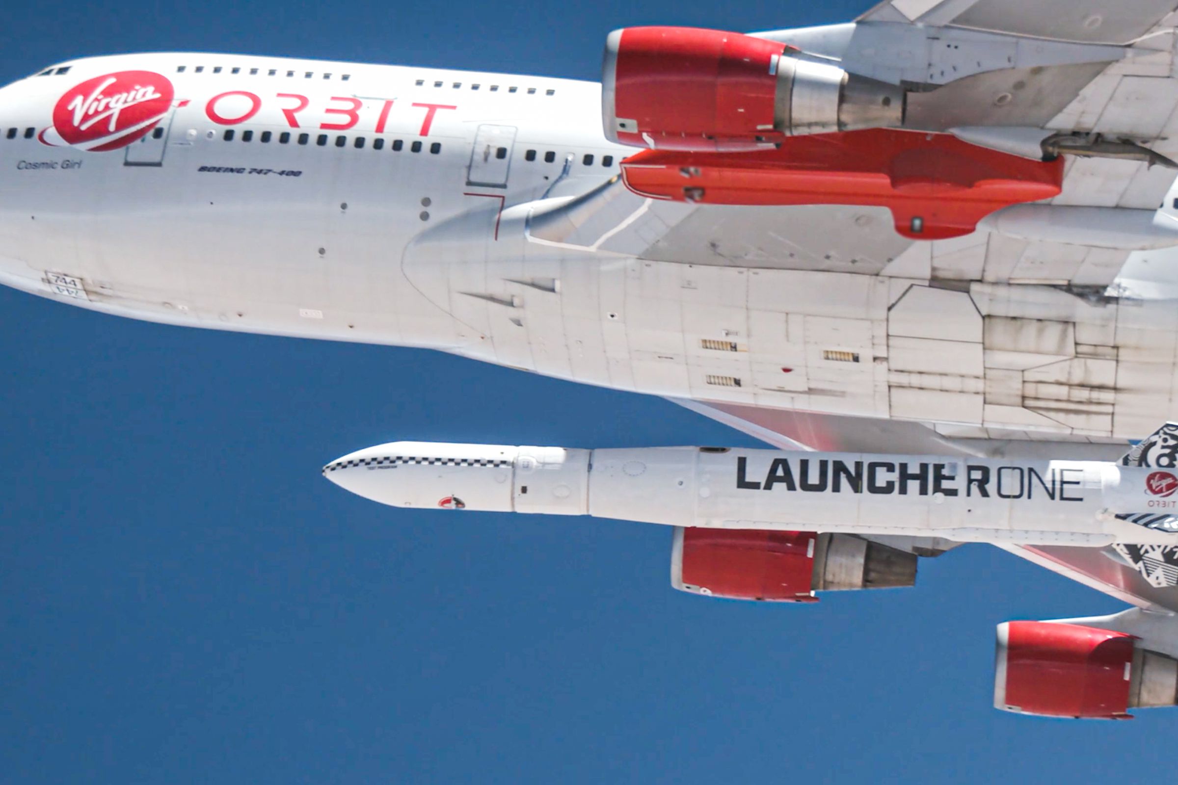 Virgin Orbit’s airborne rocket-launching system during a previous test.