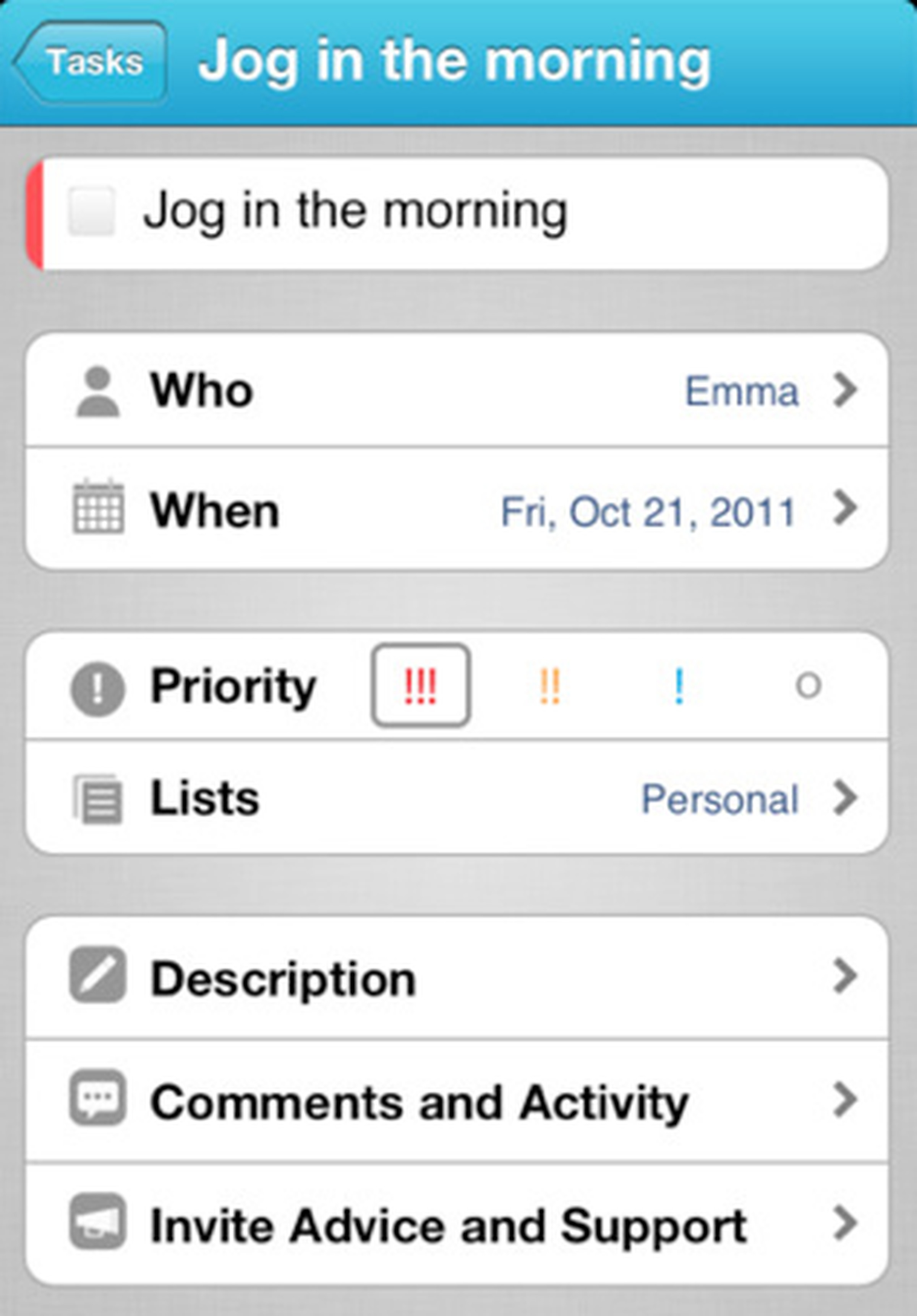 Astrid to-do app on iPhone screenshots
