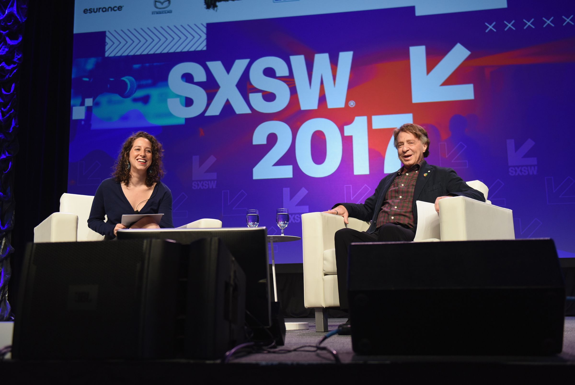 Ray Kurzweil and his daughter, cartoonist and author Amy Kurzweil, onstage at the SXSW Interactive festival on Monday, March 13th. 