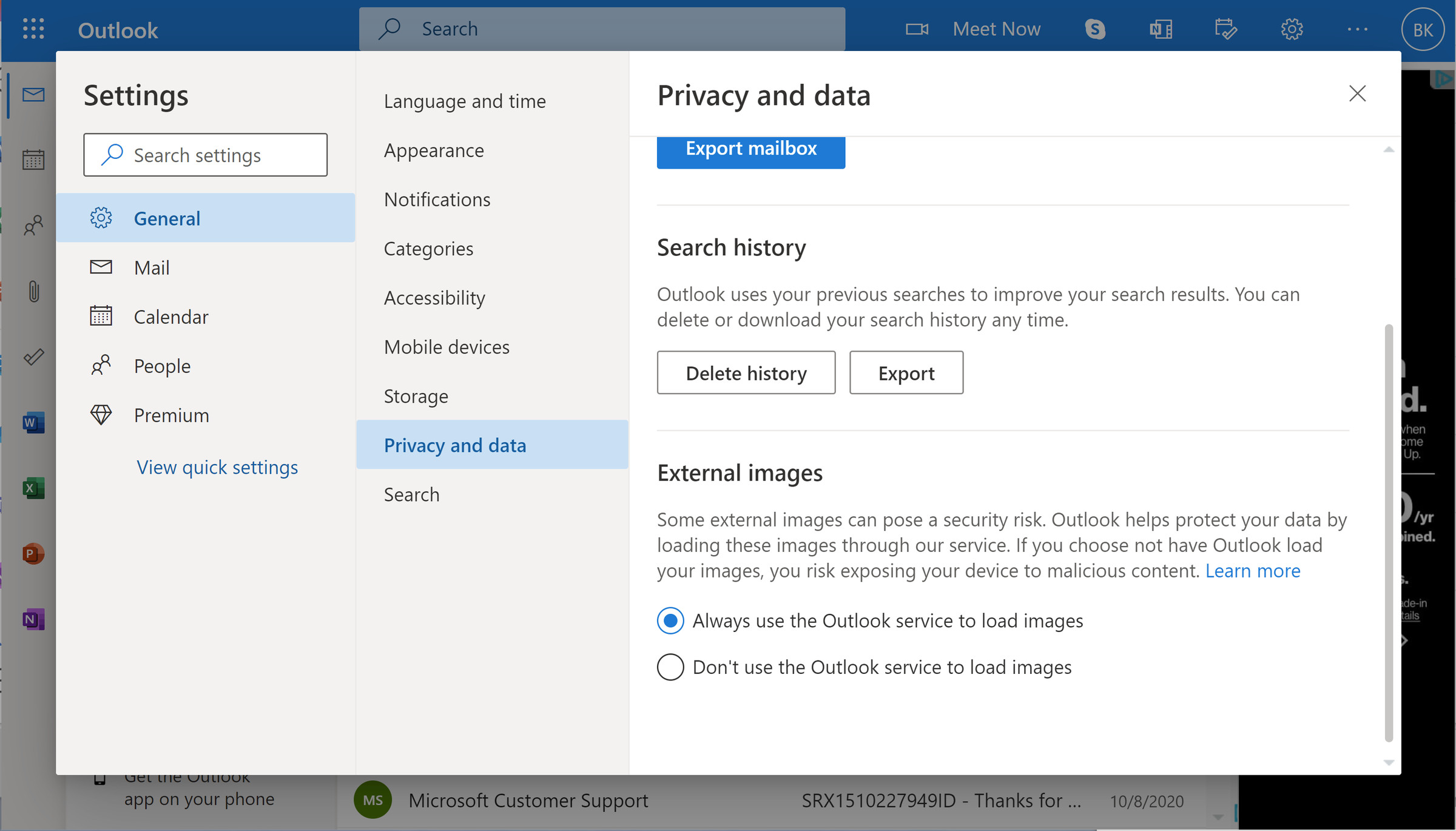 Outlook.com can route incoming images through its own service.