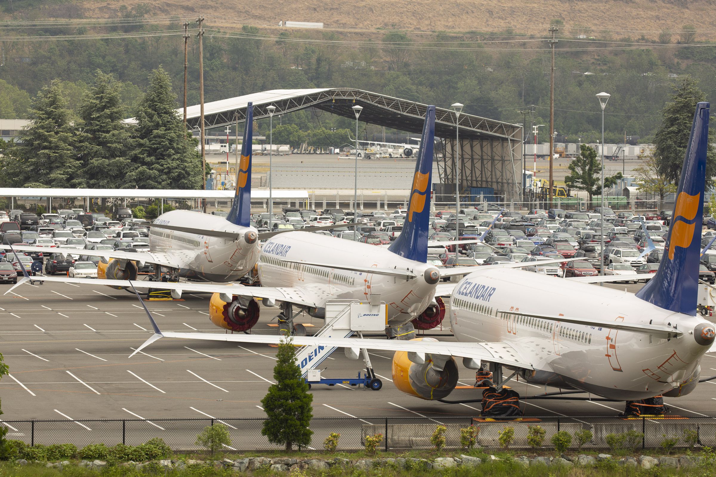 Boeing 737 Max Planes Sit Parked At Boeing Field In Seattle, Washington
