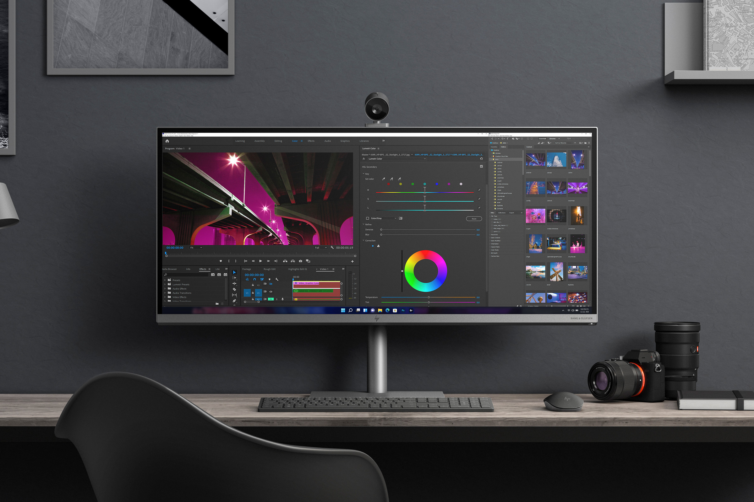 The ultrawide all-in-one with its magnetically attached webcam.