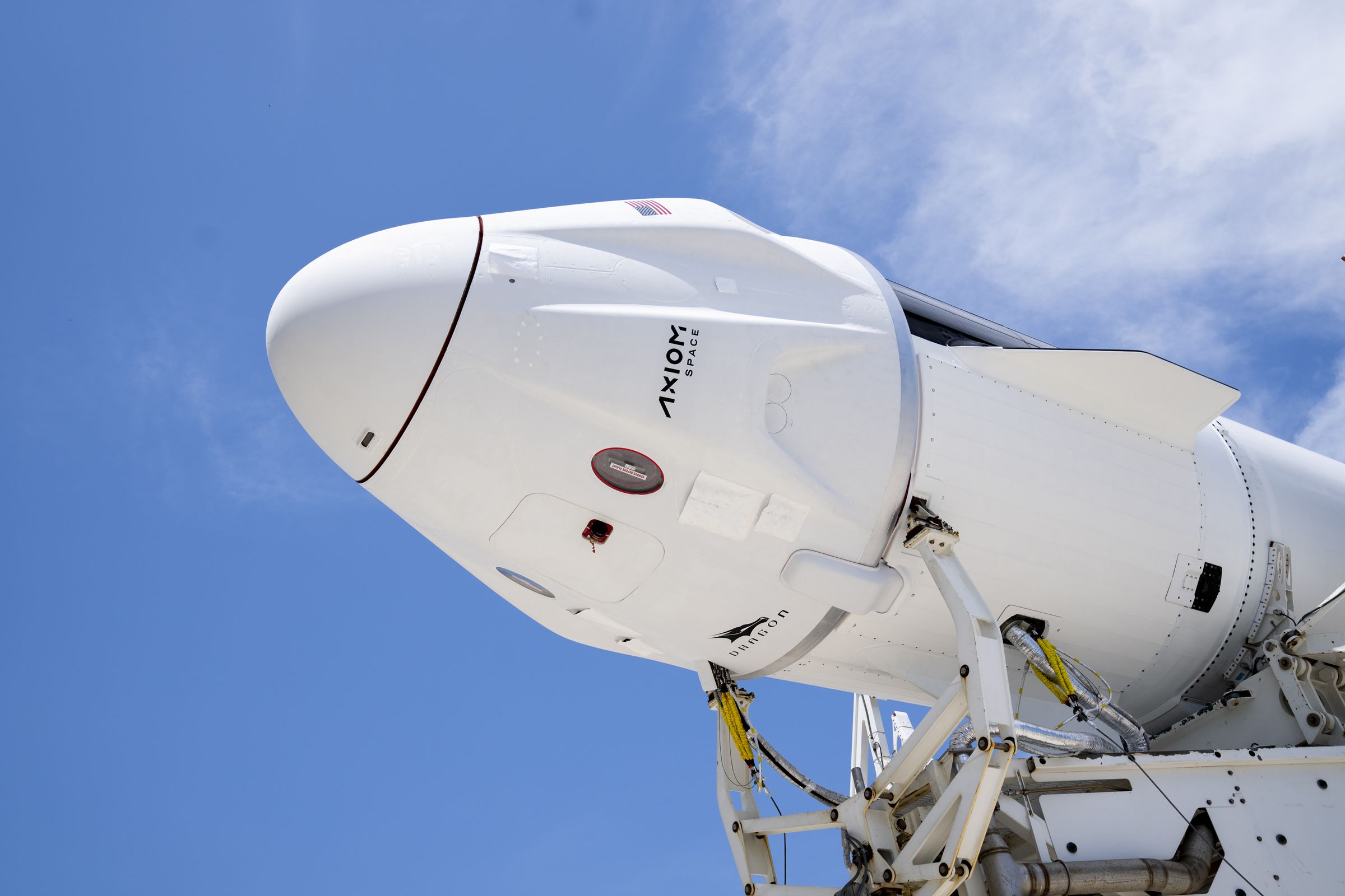 SpaceX’s Crew Dragon with Axiom’s logo adorned on the side.