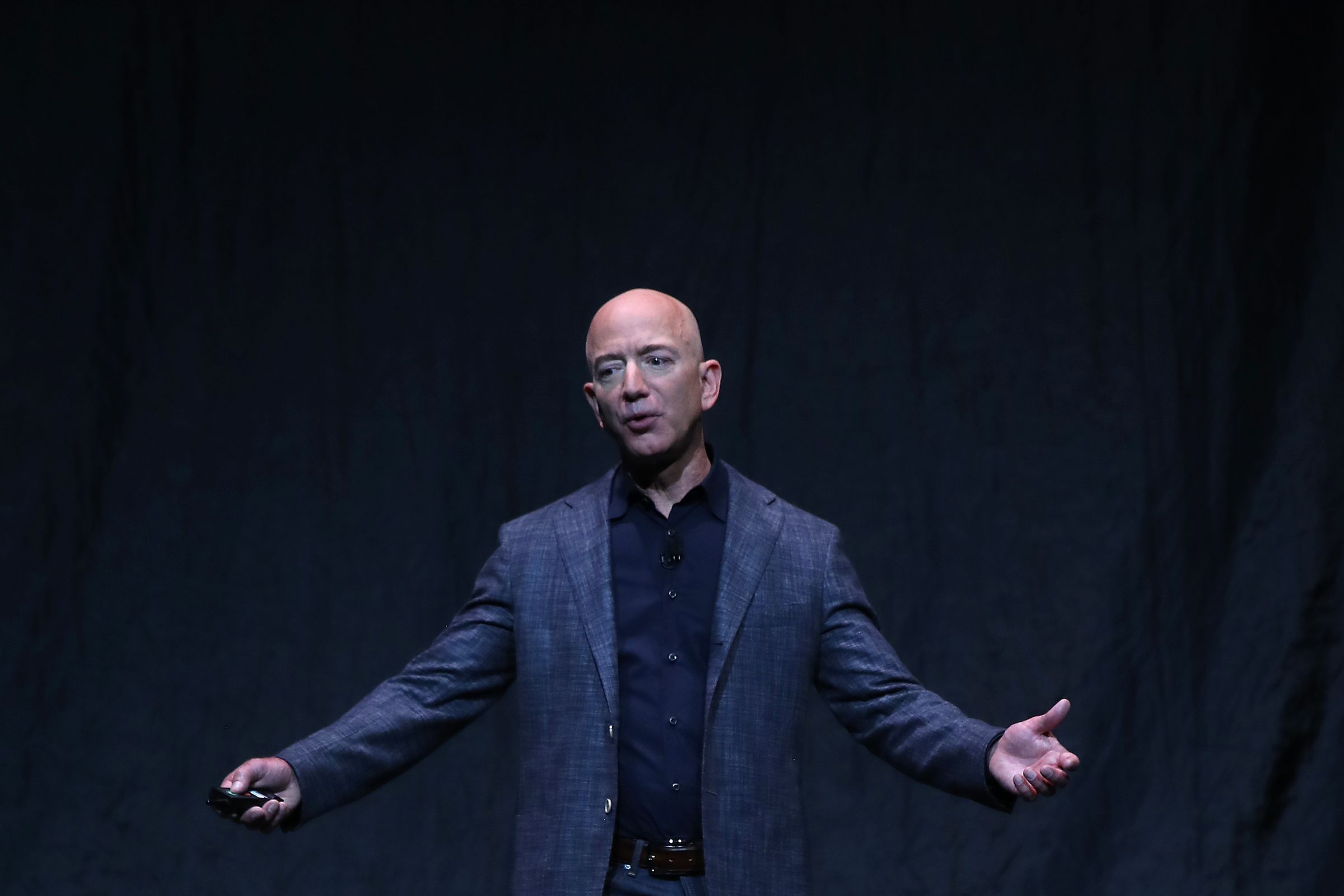 Blue Origin Founder Jeff Bezos Makes Announcement At Satellite 2019 Conference In DC