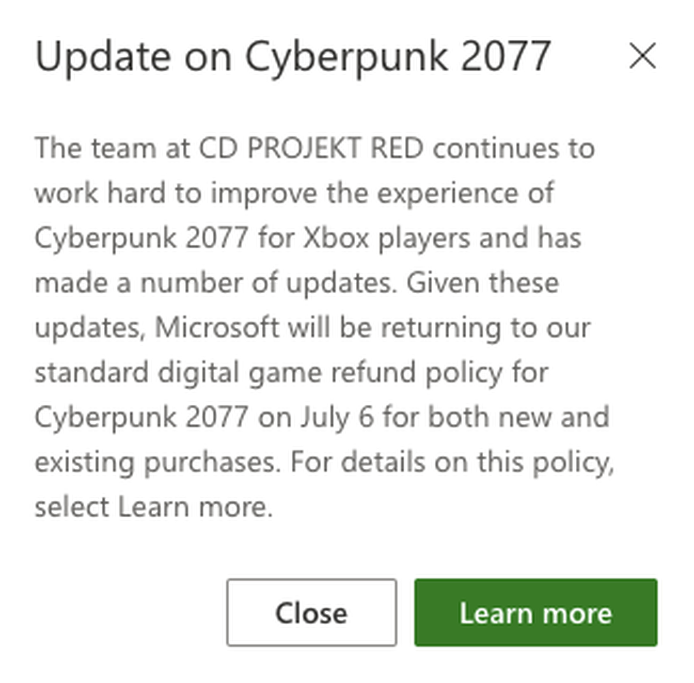 The notice on Microsoft’s website about the upcoming policy change.